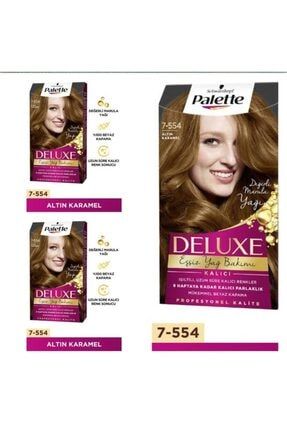 Deluxe Saç Boyası 7-554 Altın Karamel 3 Adet PALETTEDELUXE7-554