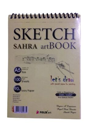 Eskiz Defteri 90 Gr A5 100 Yaprak Spiralli Ivory Sketchbook Sahra Design 14,8x21 Cm SketchbookSahraa