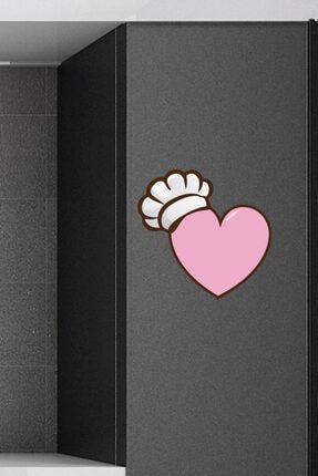 Mutfak Aşkı Ve Aşçı Şapkası Sticker Duvar - Dolap | 50x50 Cm | Pembe Kalp Sticker STC237