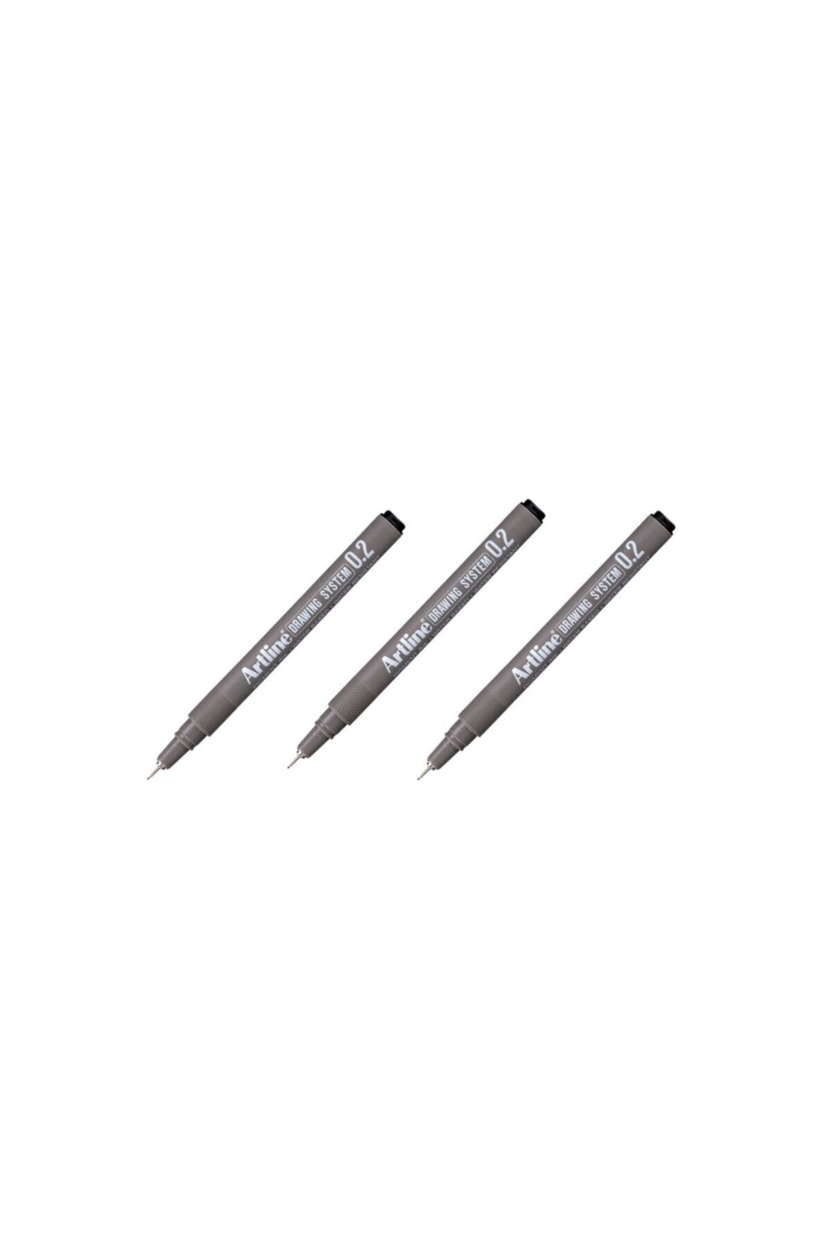 artline Drawing System Teknik Çizim Kalemi 0.2 Mm Siyah 3 Adet