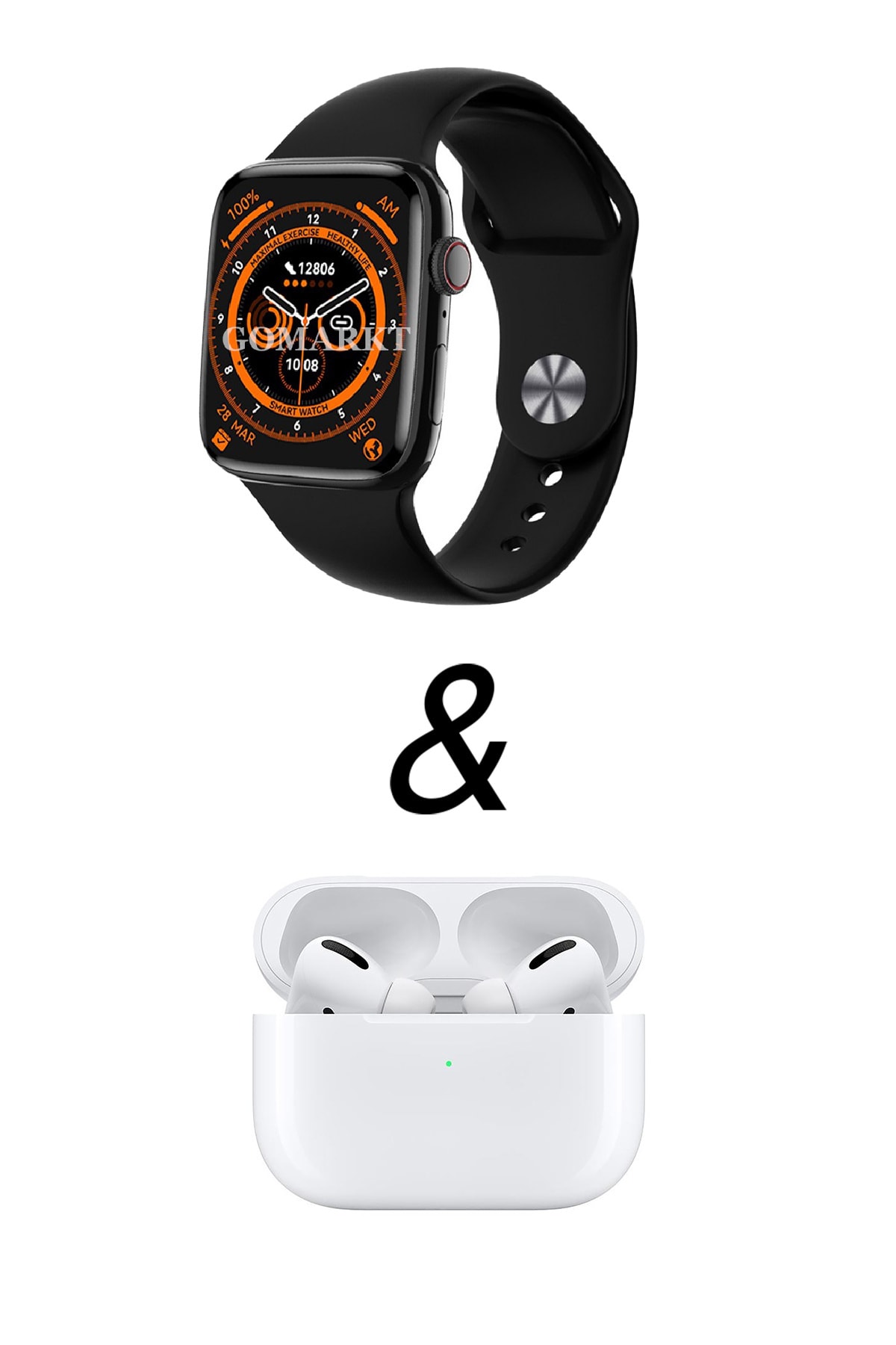 GoMarkt Iphone 11 Uyumlu Watch 8 Dt8 Max 45mm Akıllı Saat Bt Görüşme Ve Gopods Kulaklık