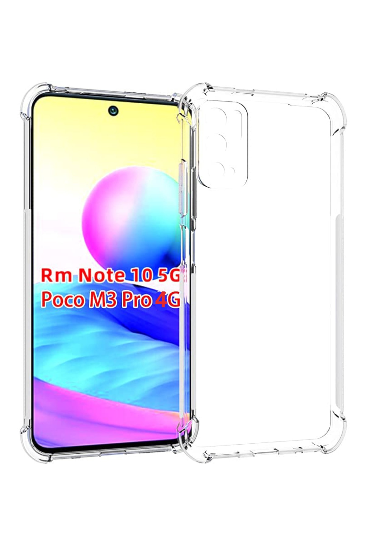 Xiaomi Redmi Note 10 5G Kapak Köşe Korumalı AirBag Antishock Şeffaf Silikon Kılıf