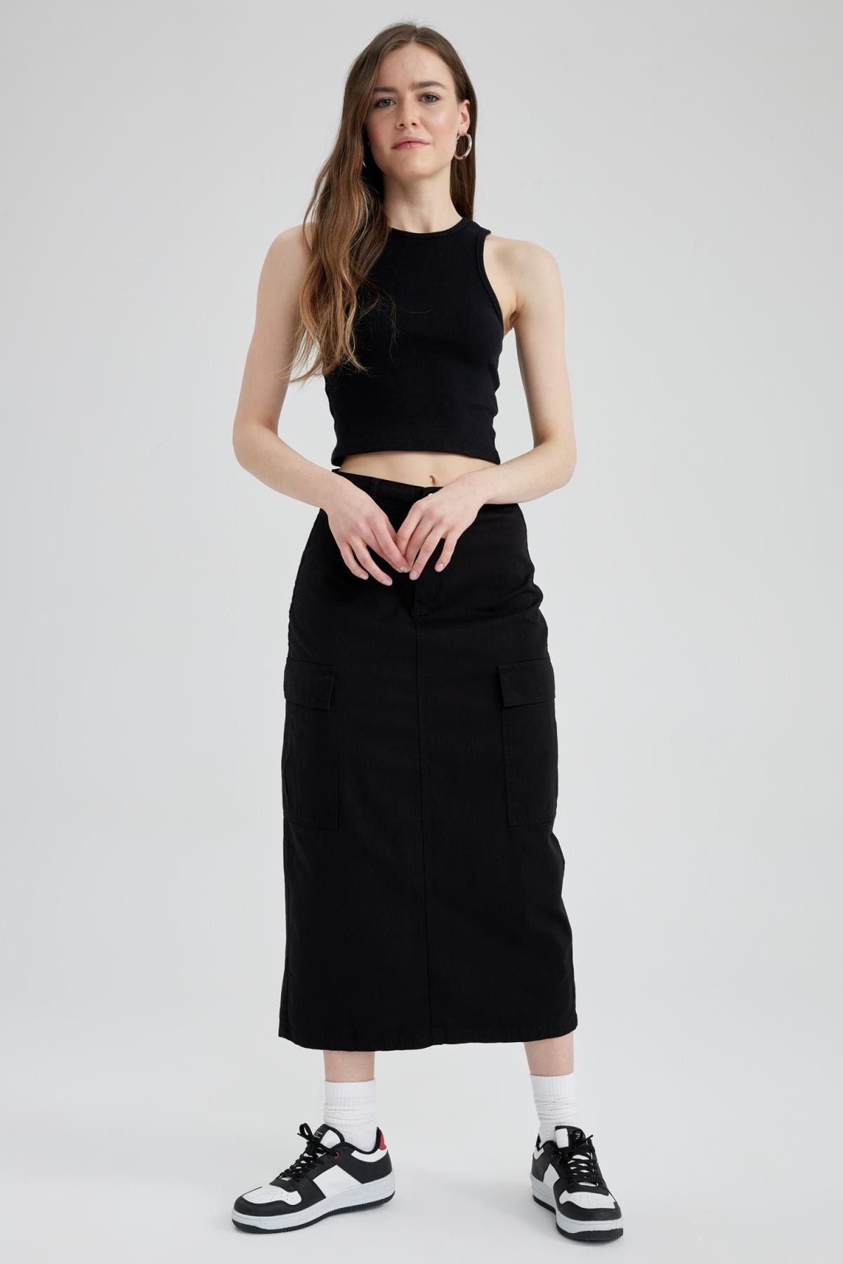Midi skirt with pockets shop 100 cotton