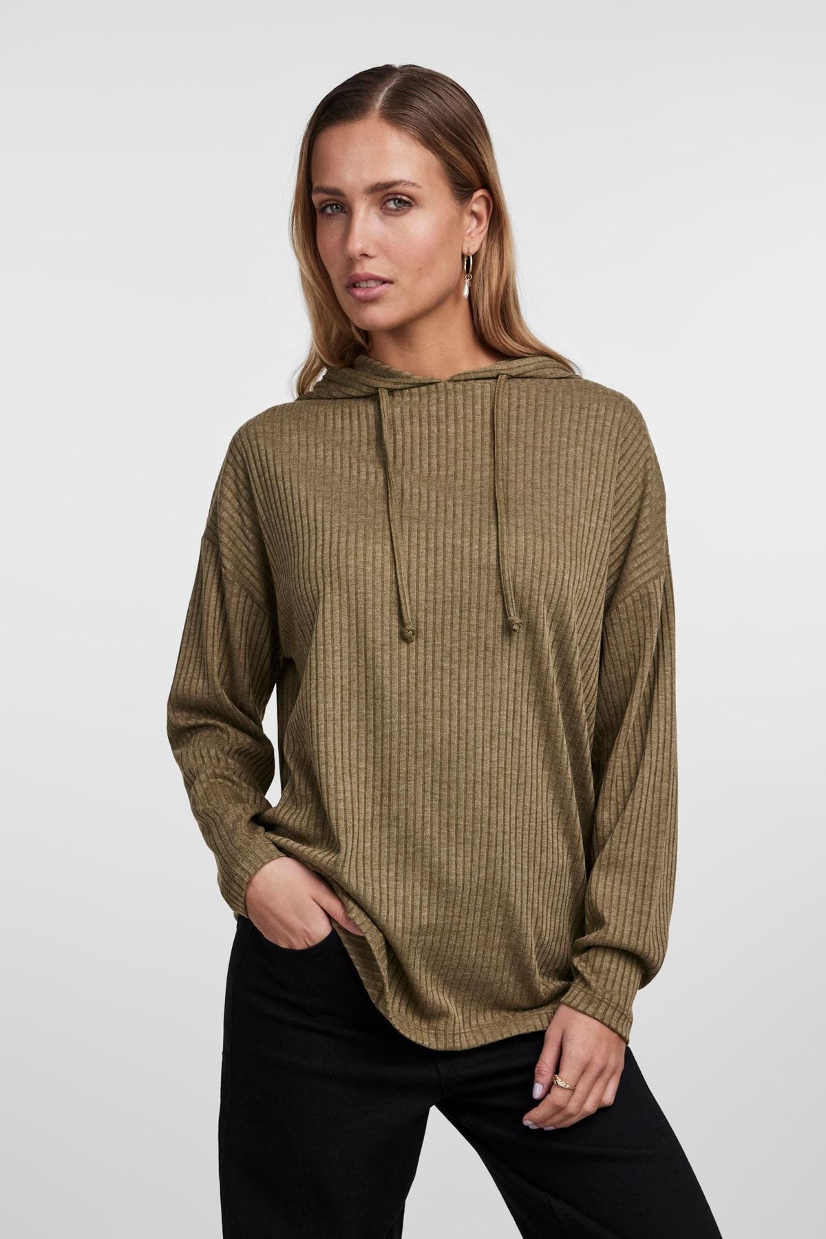 PIECES T-Shirt Grau Regular Fit