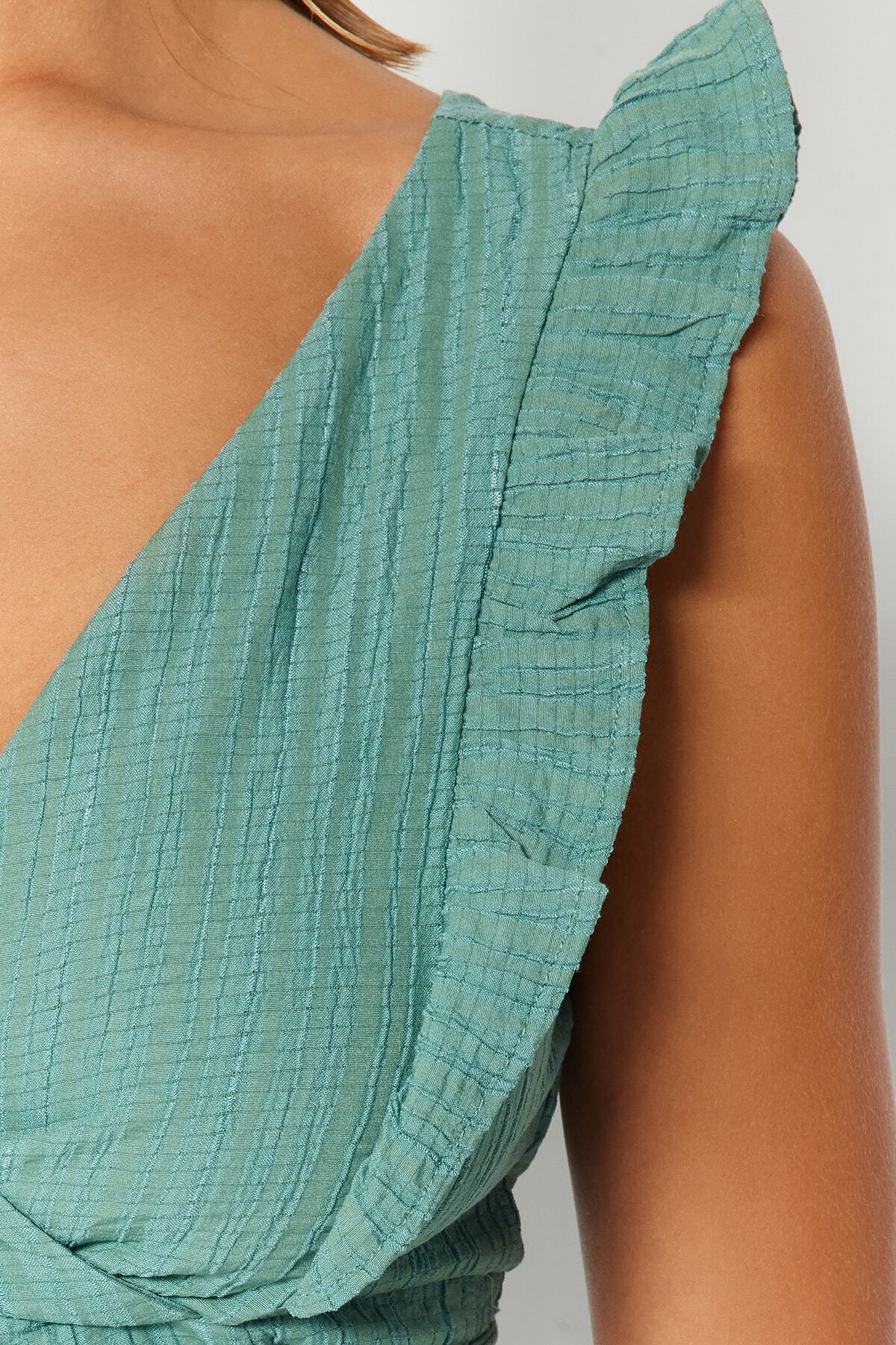Trendyol Collection-Khaki szőtt fodros blúz szoknya szett TBESS23AU00126 5