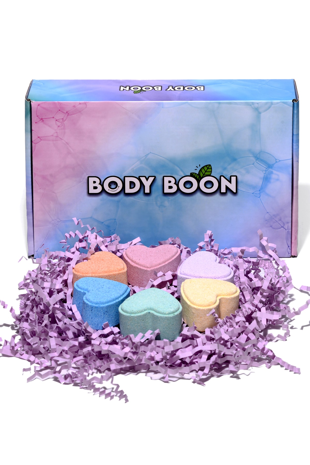 Body Boon 6 X 40~45 gr Kalben Hediye Seti-kalpli Köpüren Pedikür Boy Nem Topu, Banyo Topu, Banyo Bombası