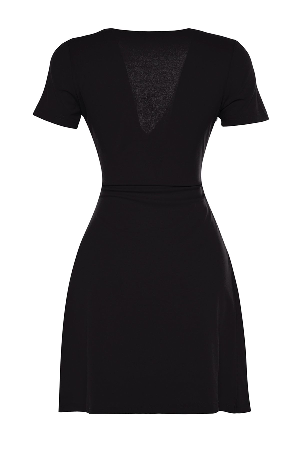 Trendyol Collection-Schwarzes, zweireihiges Mini-Strickkleid aus Crêpe in A-Linie mit zweireihigem Ausschnitt TWOSS23EL01703 8