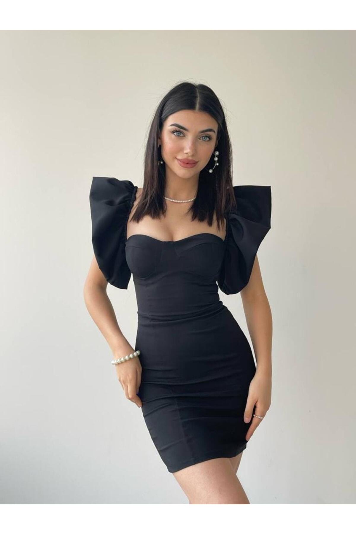 Mini Butik Afiş Butik Siyah Düşük Omuzlu Mini Elbise Fiyatı, Yorumları - Trendyol