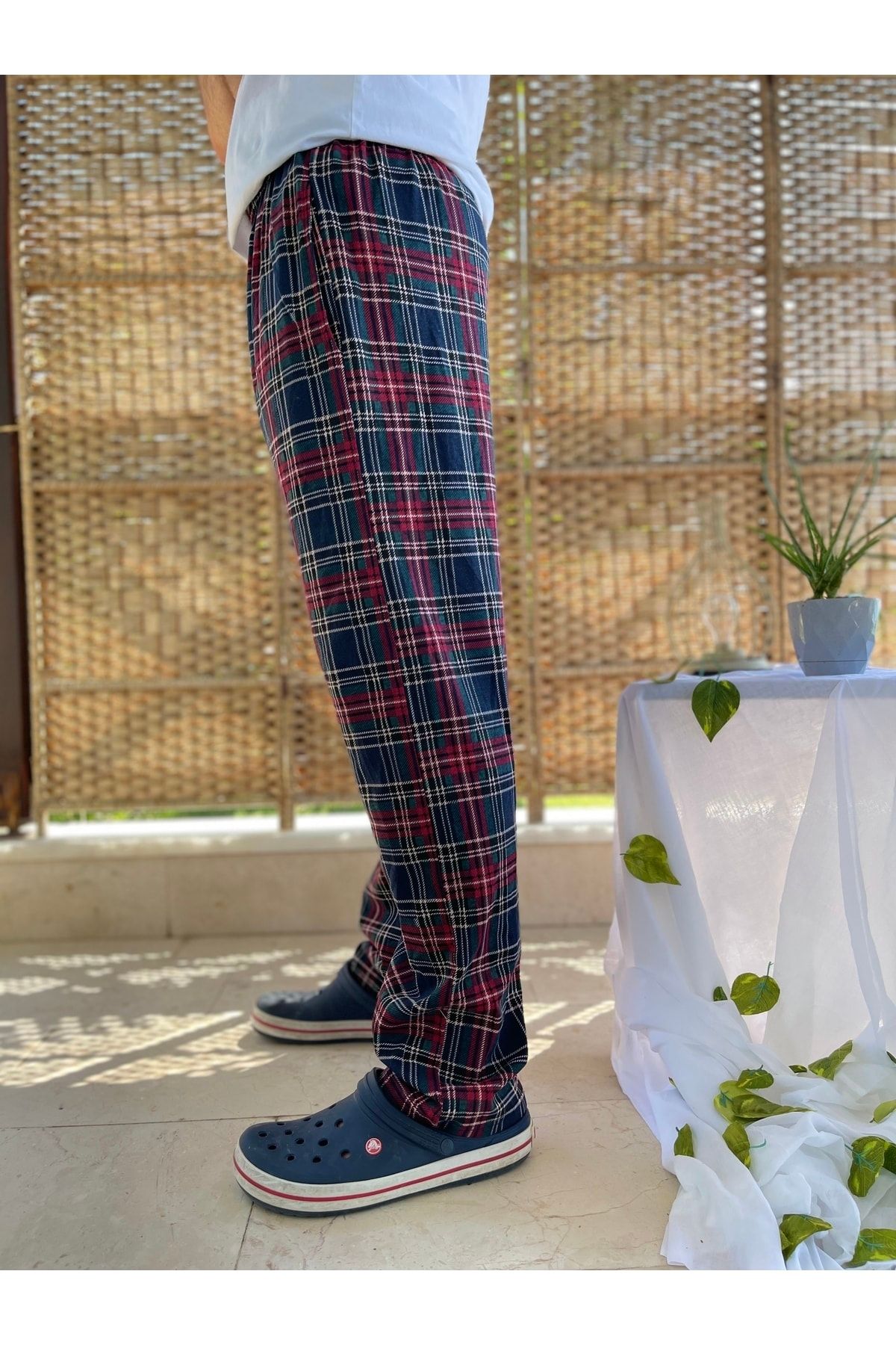 Betimoda-Trening pentru bărbați, 100% bumbac, cu carouri, cu buzunar în talie elastică, pantaloni de pijamă 4