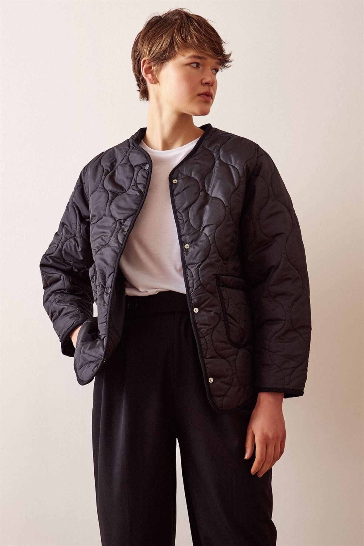 Never more Kapitone Bomber İnce Ceket BY6607