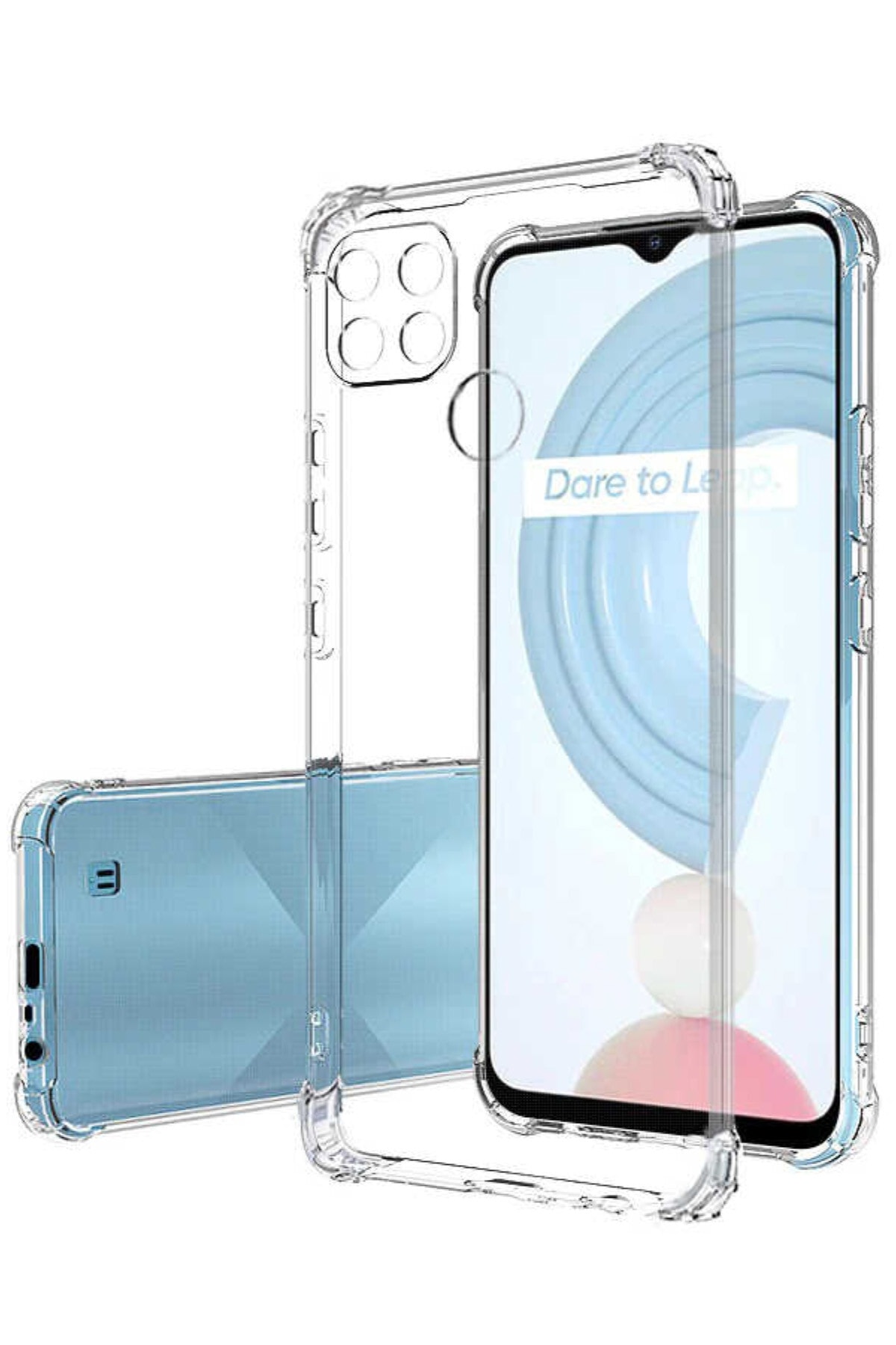 Realme C21 Kapak Köşe Korumalı AirBag Antishock Şeffaf Silikon Kılıf