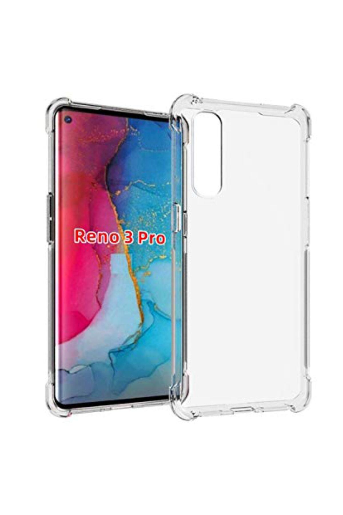 Oppo Reno 3 Pro Kapak Köşe Korumalı AirBag Antishock Şeffaf Silikon Kılıf
