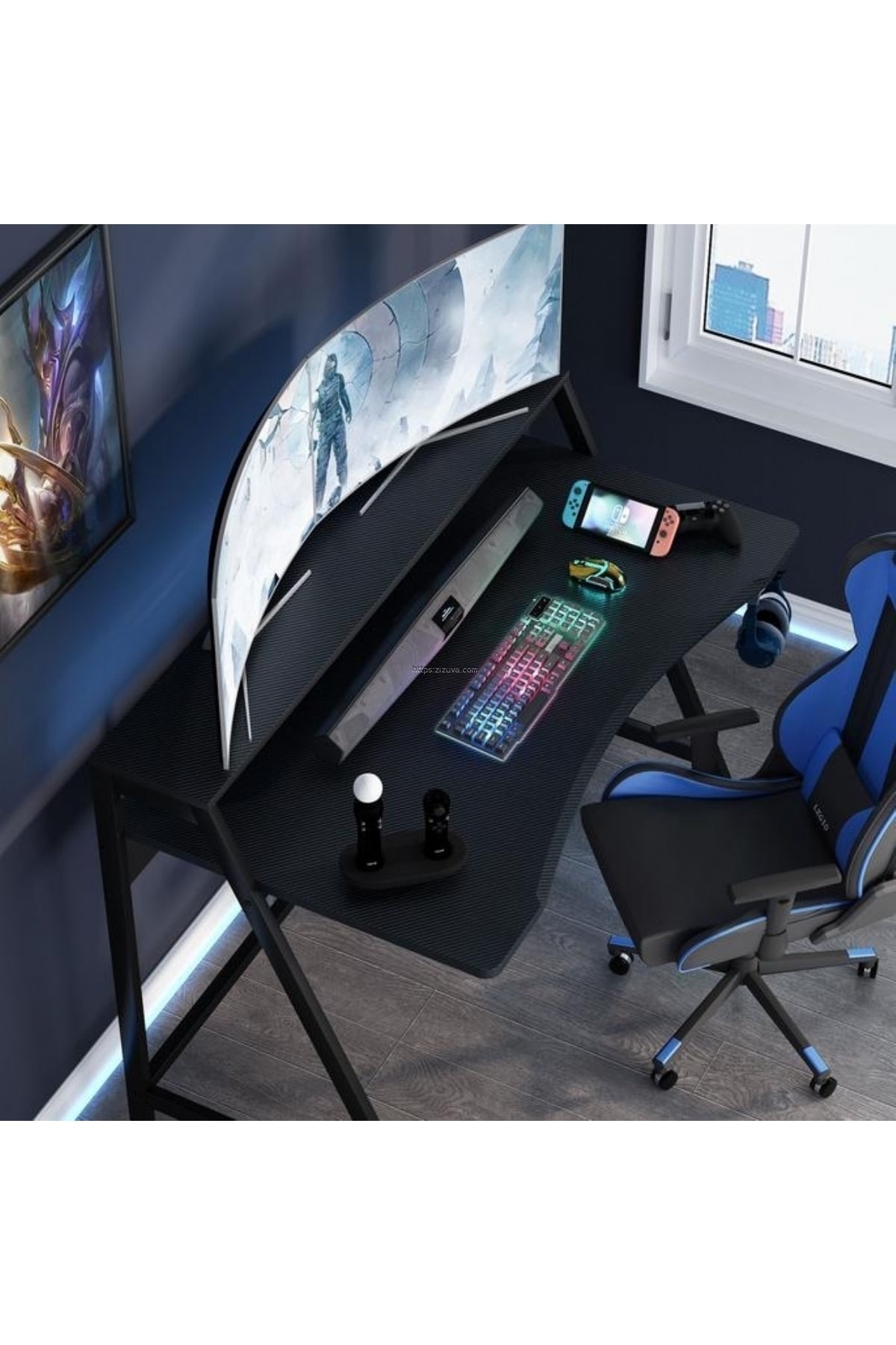Zizuva Tasarımlı Ev Ofis Bilgisayar Oyuncu Gaming Monitör Metal Çalışma Masası