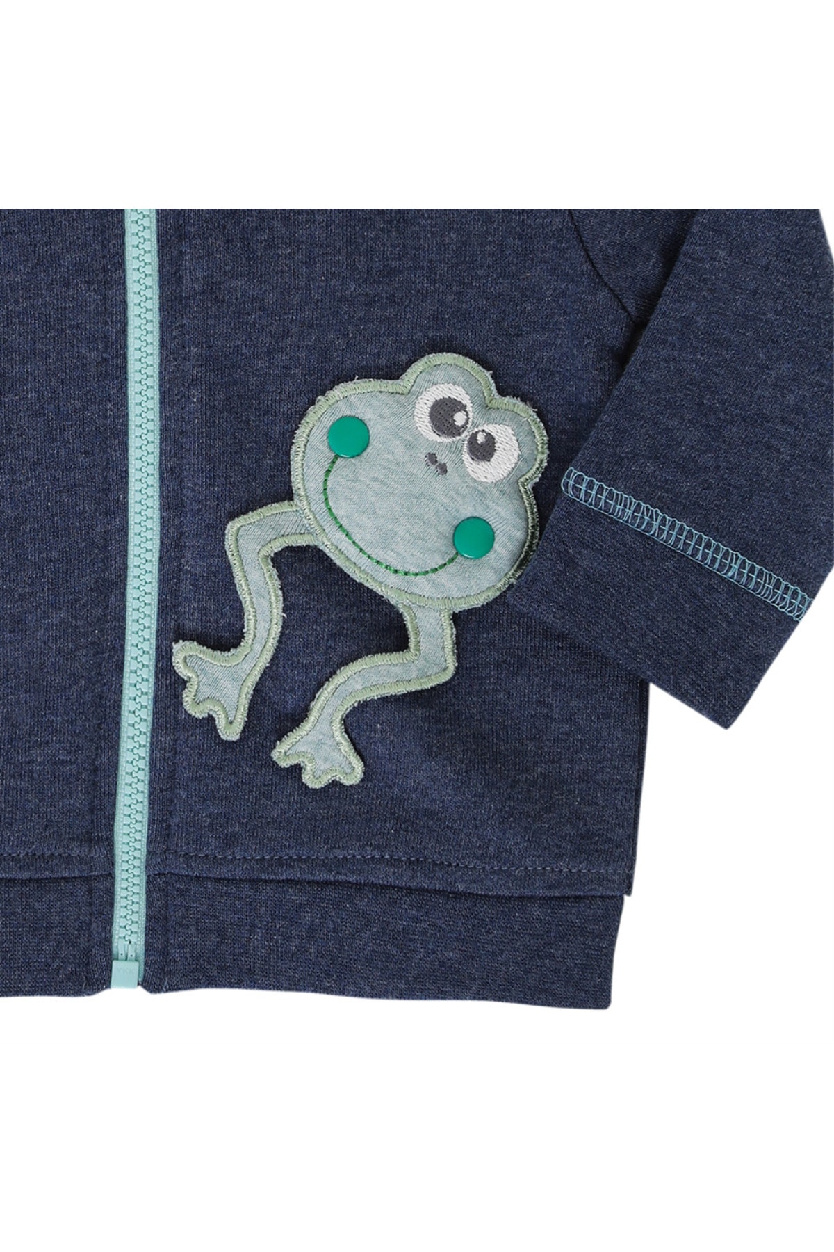 Organicera Organik Kapşonlu Mont, Indigo Melanj fotoğrafı 3 (önizleme)