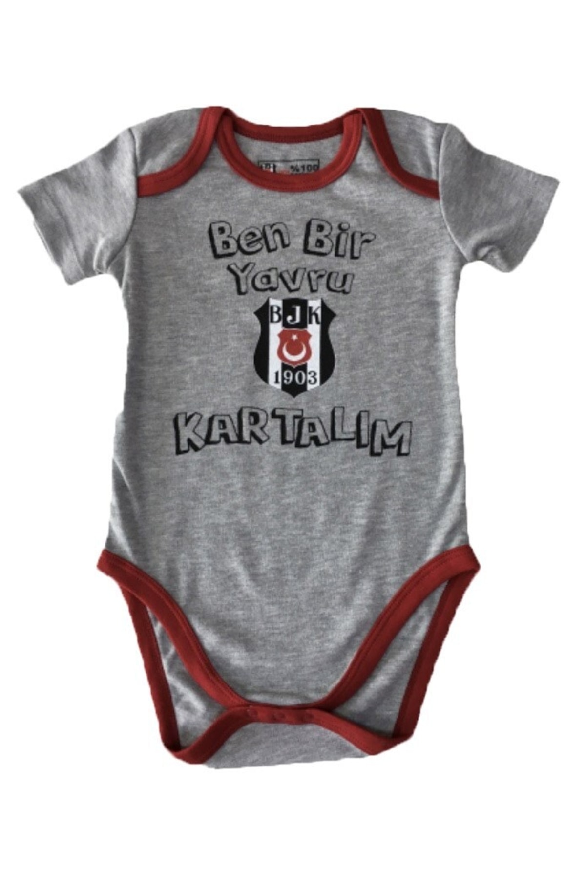 Beşiktaş Bebek Kısa Kol Body Gri Yazı Ve Logolu