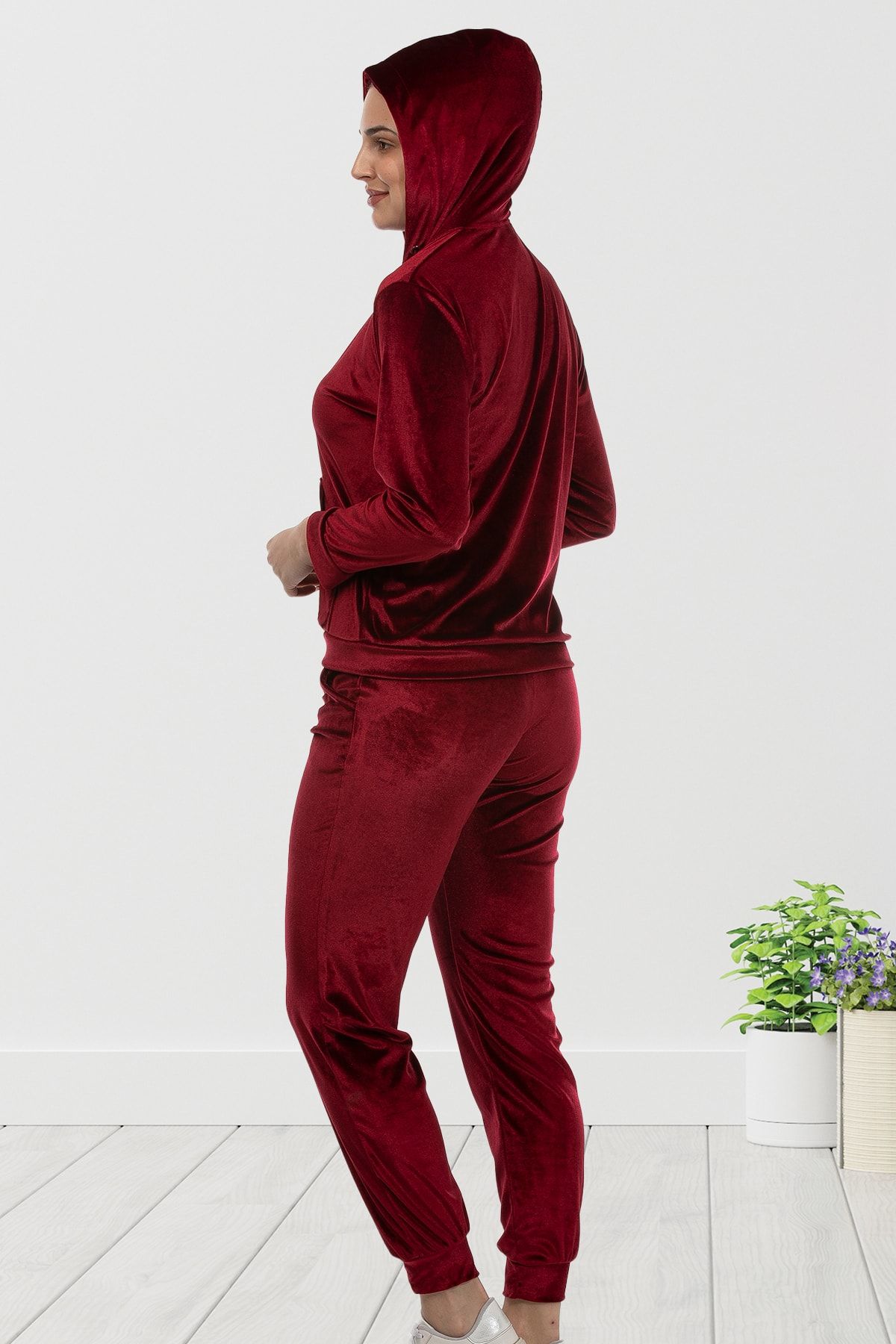 Burgundy velour sweatsuit discount