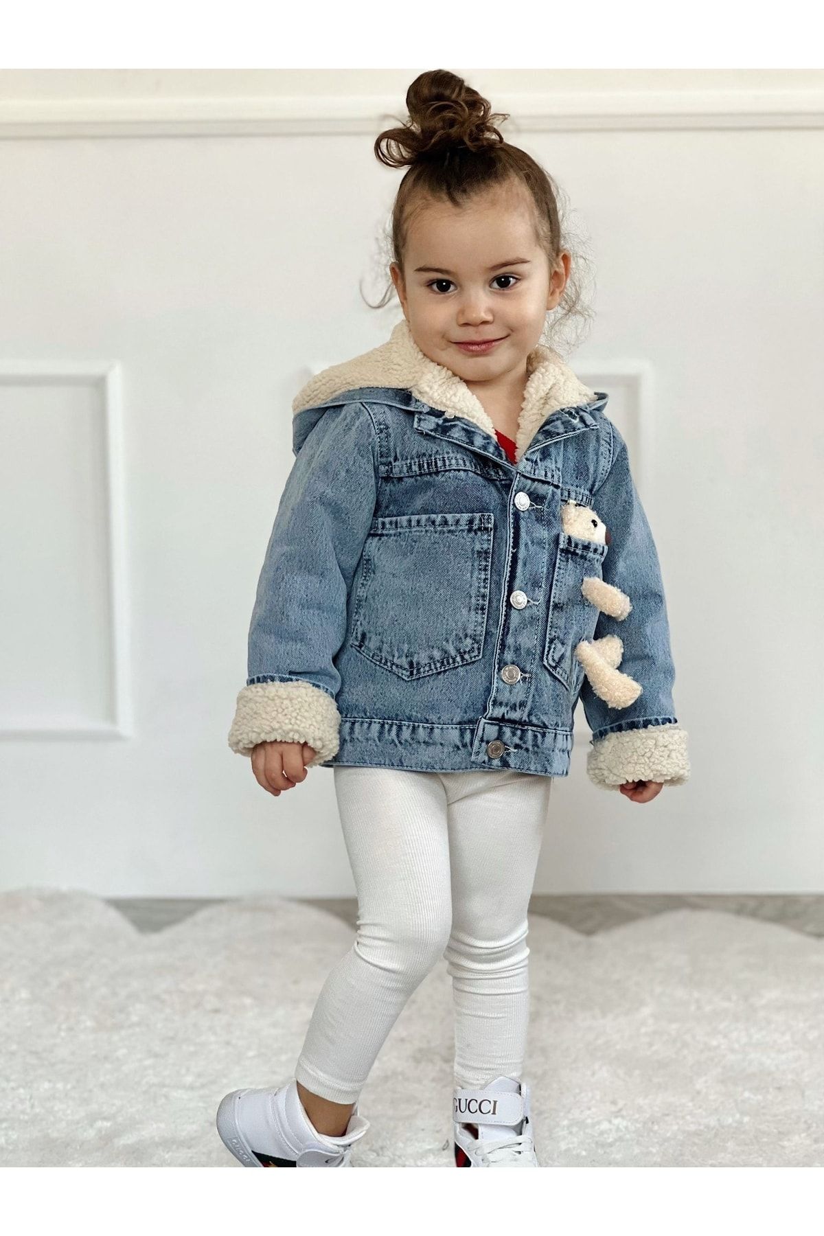 Gucci jeans jacket top teddy bear