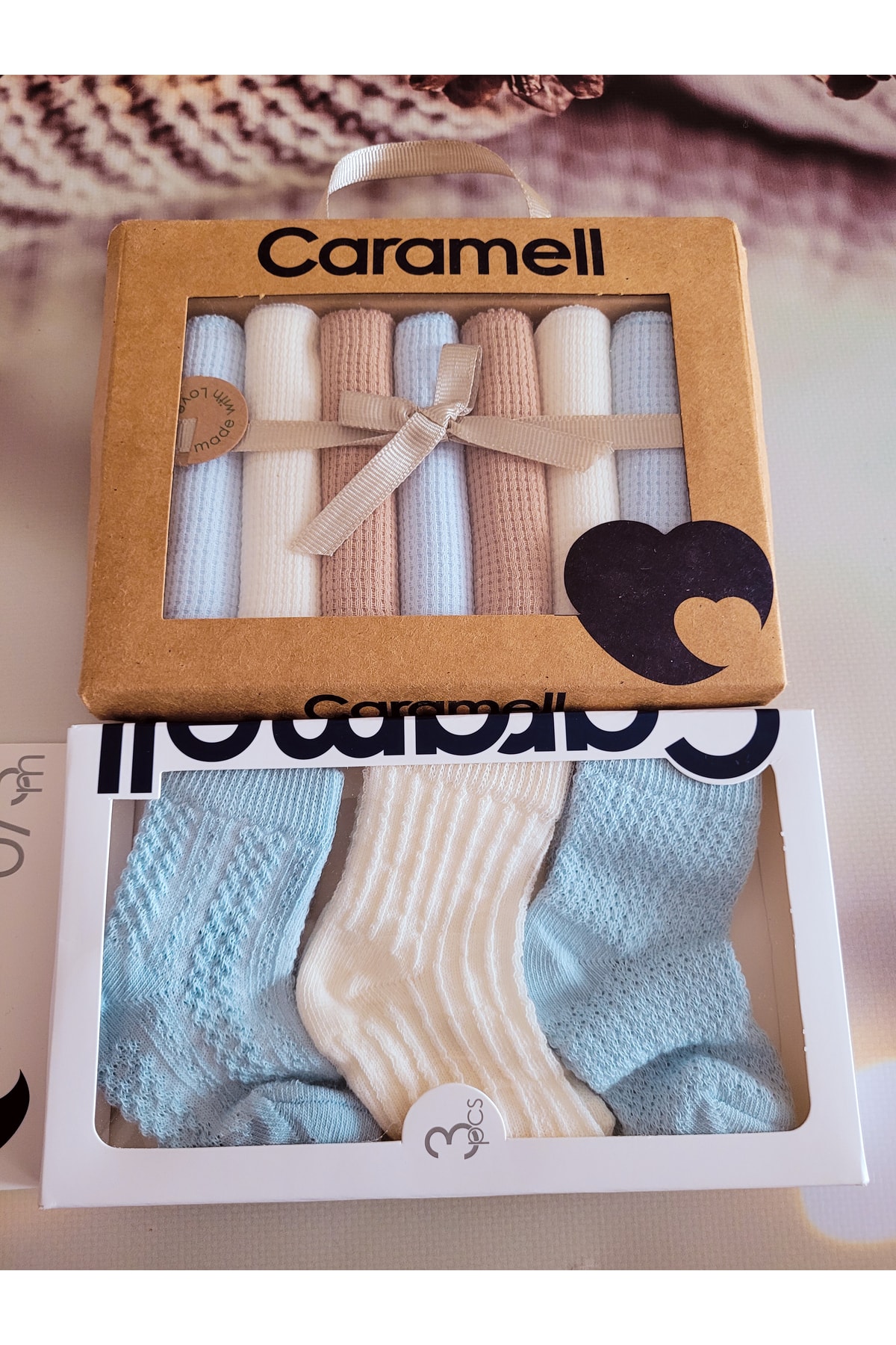 Caramell Bebek Mendili, Üçlü Çorap Set