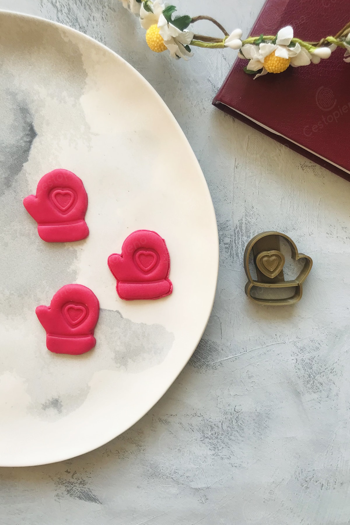 Gold Heart Tiny Glove Dough Shaper / Cookie Mold.