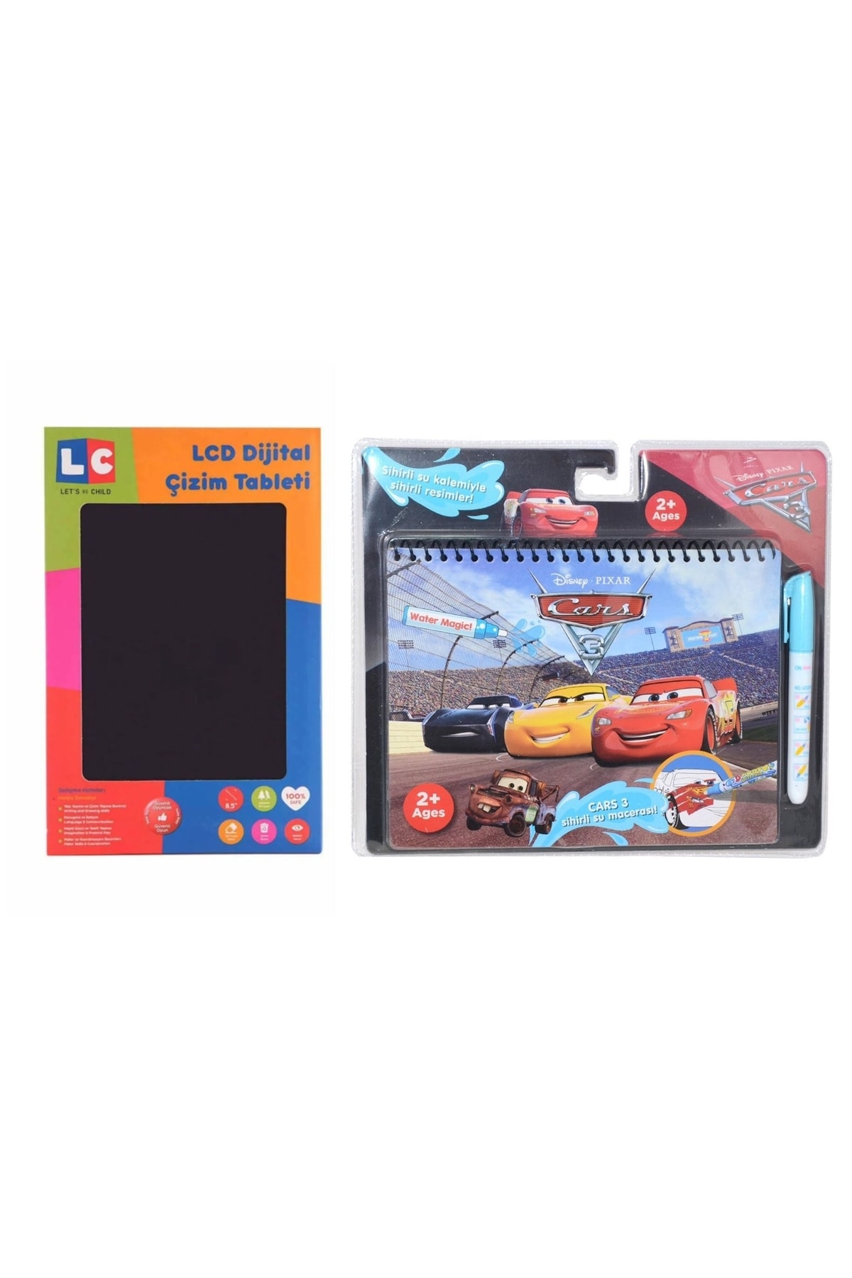 YILDIRIM OYUNCAK Lcd Dijital Çizim Tableti 8.5 Inç- Sihirli Boyama Kitabı Cars 2'li Set