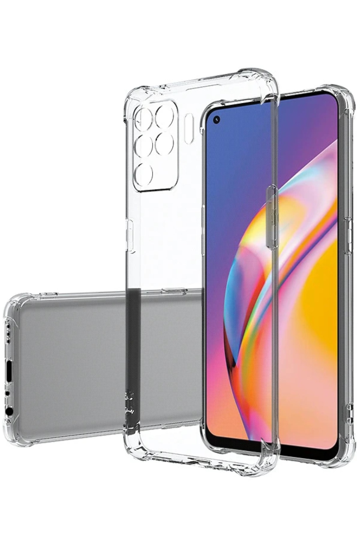 Oppo Reno 5 Lite Kapak Köşe Korumalı AirBag Antishock Şeffaf Silikon Kılıf