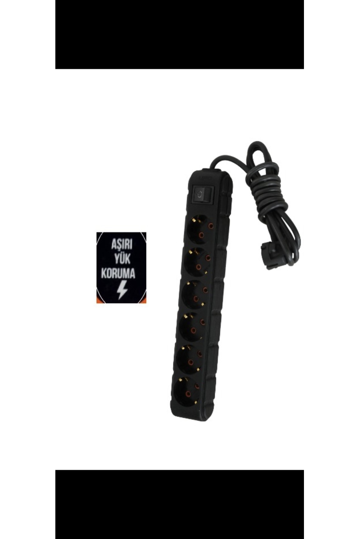 UFO Akım Korumalı Priz 6 Lı Siyah 1.5 Mt