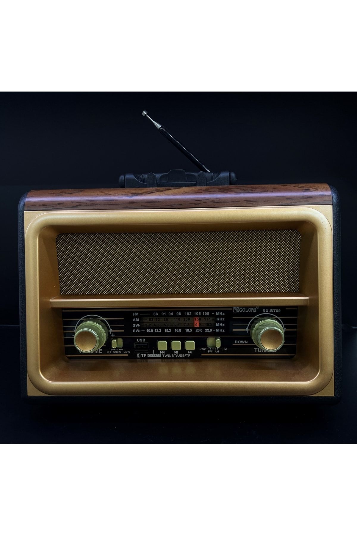 Gerçek Ahşap Eskitme Nostaljik Radyo Rx-bt89 Usb Tf Bt Fm