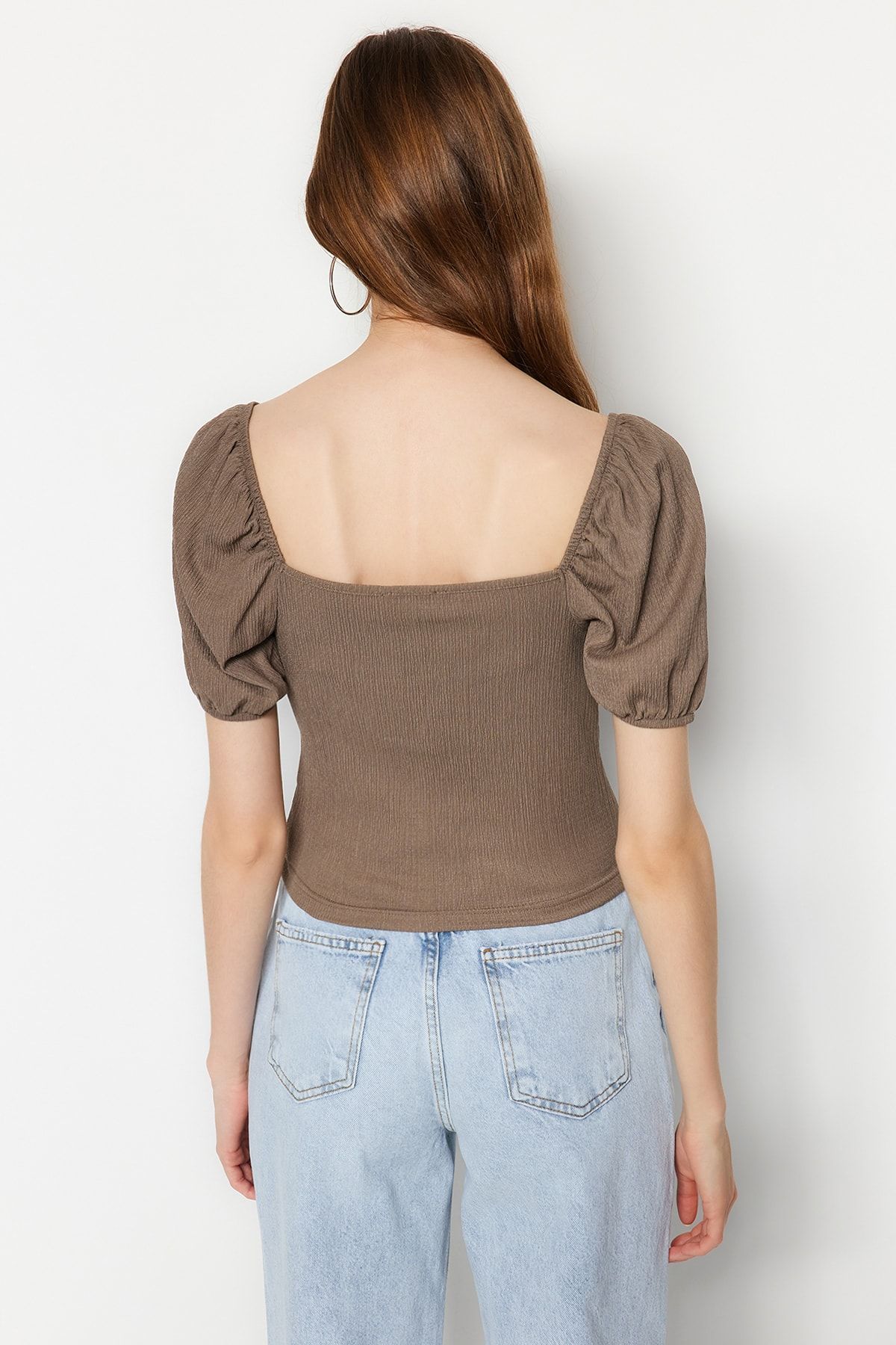 Trendyol Collection Bluse Beige Slim Fit RY7155
