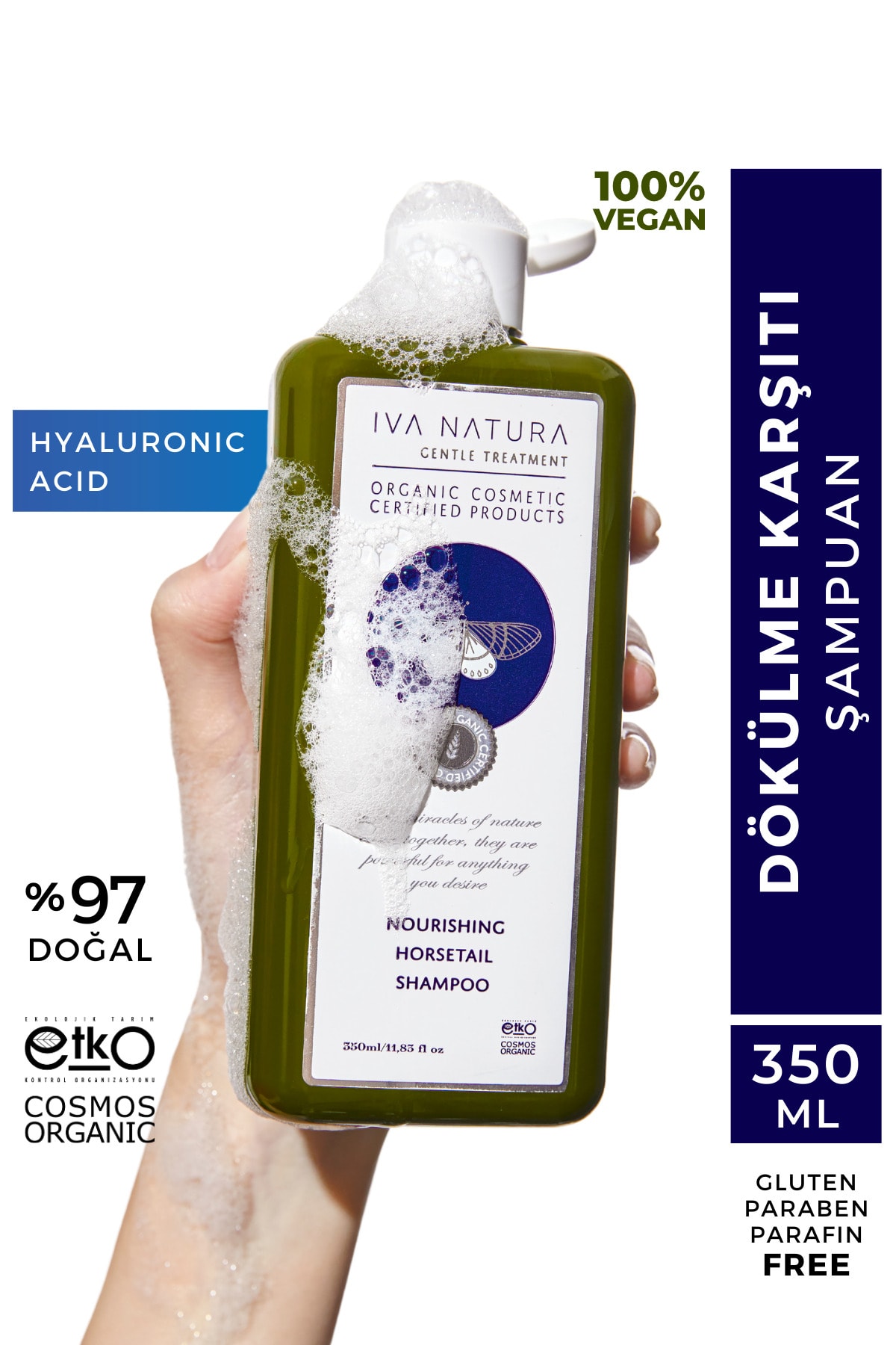 Iva Natura Organik Hyaluronik Asit Içeren Dökülme Karşıtı Besleyici Şampuan At Kuyruğu Özlü 350 ml
