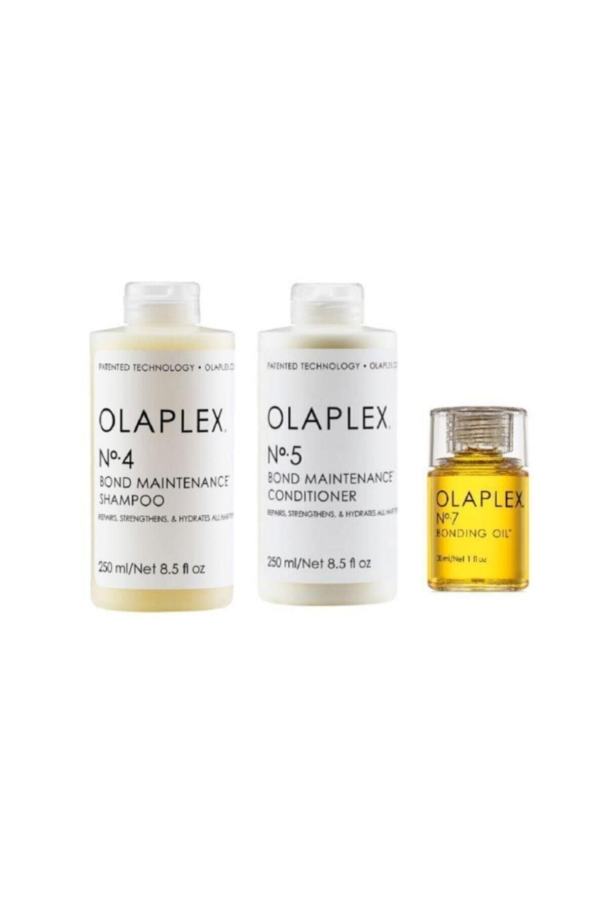 Olaplex مجموعه مراقبت از مو شماره ۴ ۲۵۰ میلی لیتر + کرم مراقبت شماره ۵ ۲۵۰ میلی لیتر + روغن مراقبت شماره ۷ ۳۰ میلی لیتر