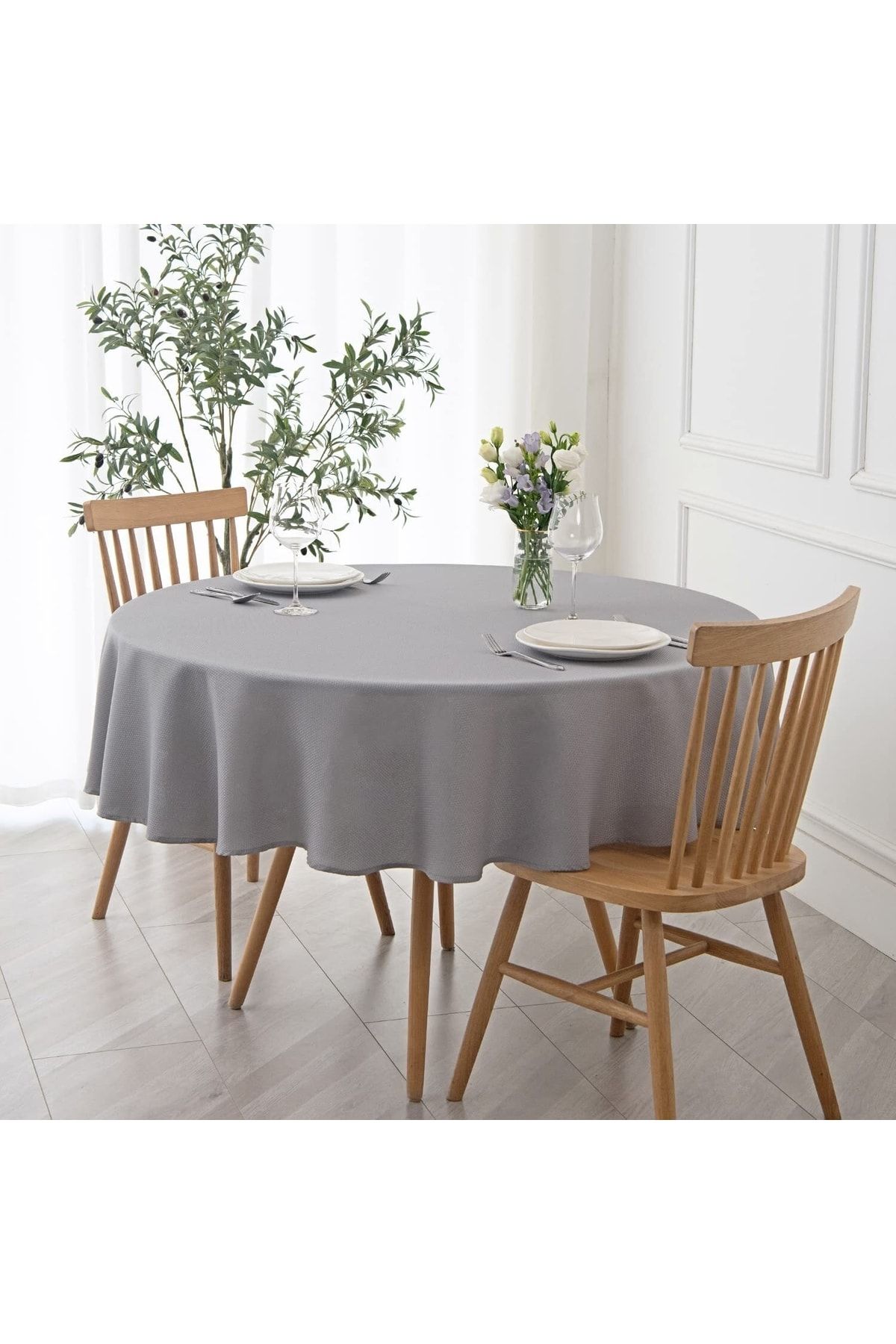 Zeren Home Table Cover Gray Round Trendyol