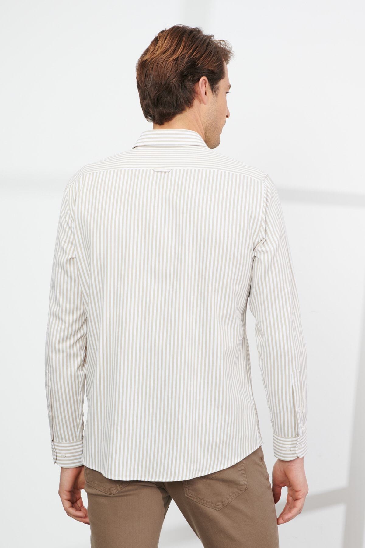 پیراهن آلتین ییلدیز کلاسیکس مردانه پنبه ای سفید  راه راه Slim Fit/اسلیم فیت    Slim/اسلیم فیت کژوال/روزمره | ALTINYILDIZ CLASSICS 4A2023200041 TR - تصویر 7