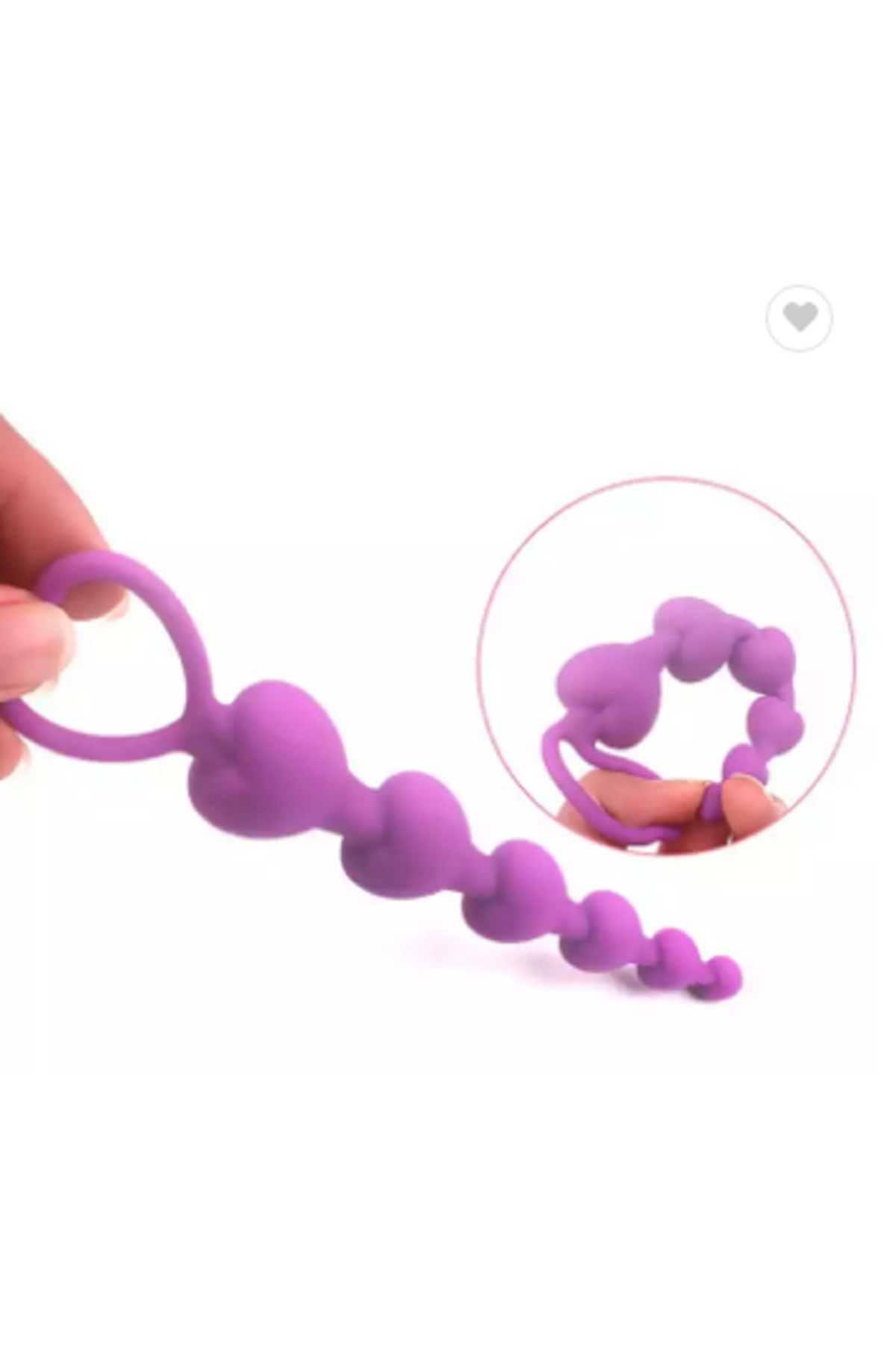 Mor Renk Yüksek Kalite Anal Plug 6 Boğumlu 18cm Kalpli Anal Top, Anal Plug