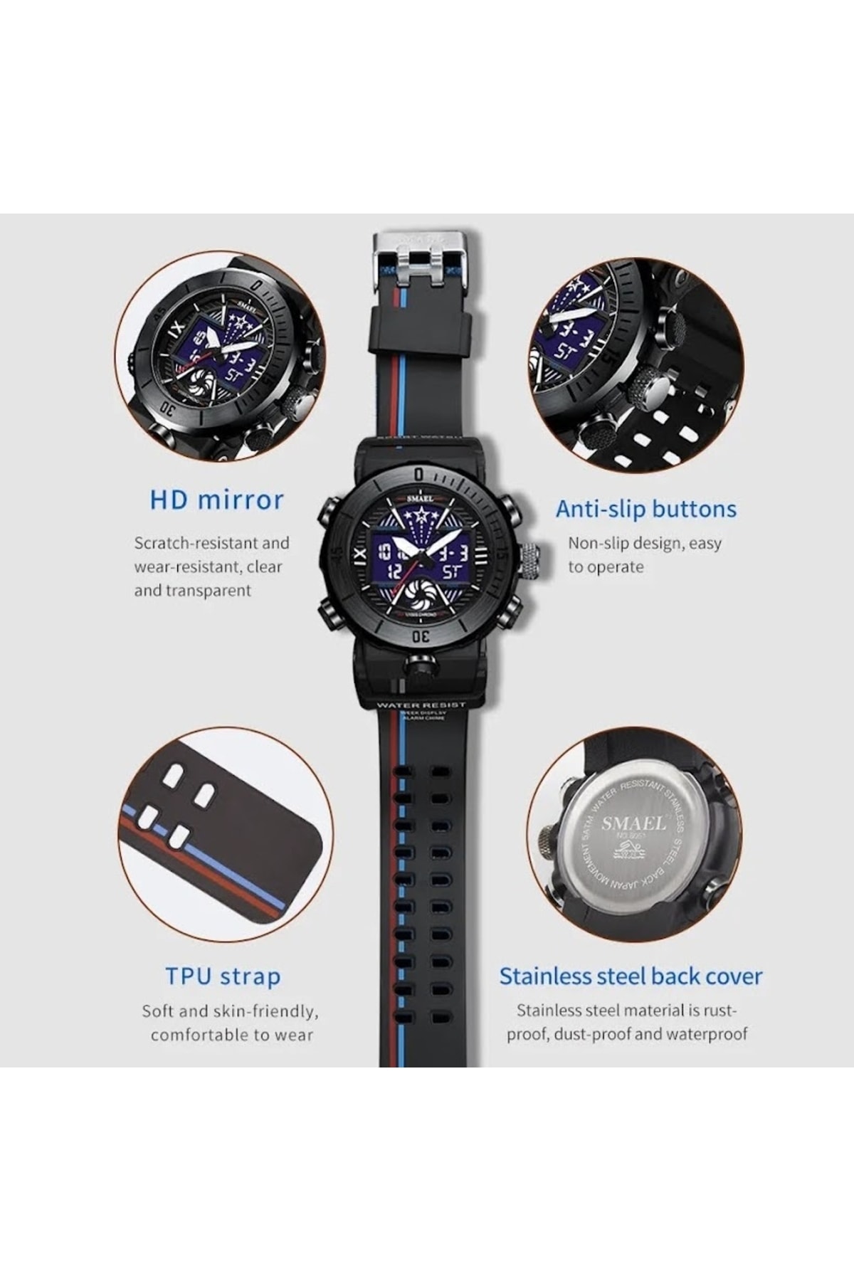 SMAEL Men's Wristwatch Analog Digital Sports Fashion Trend 8051y