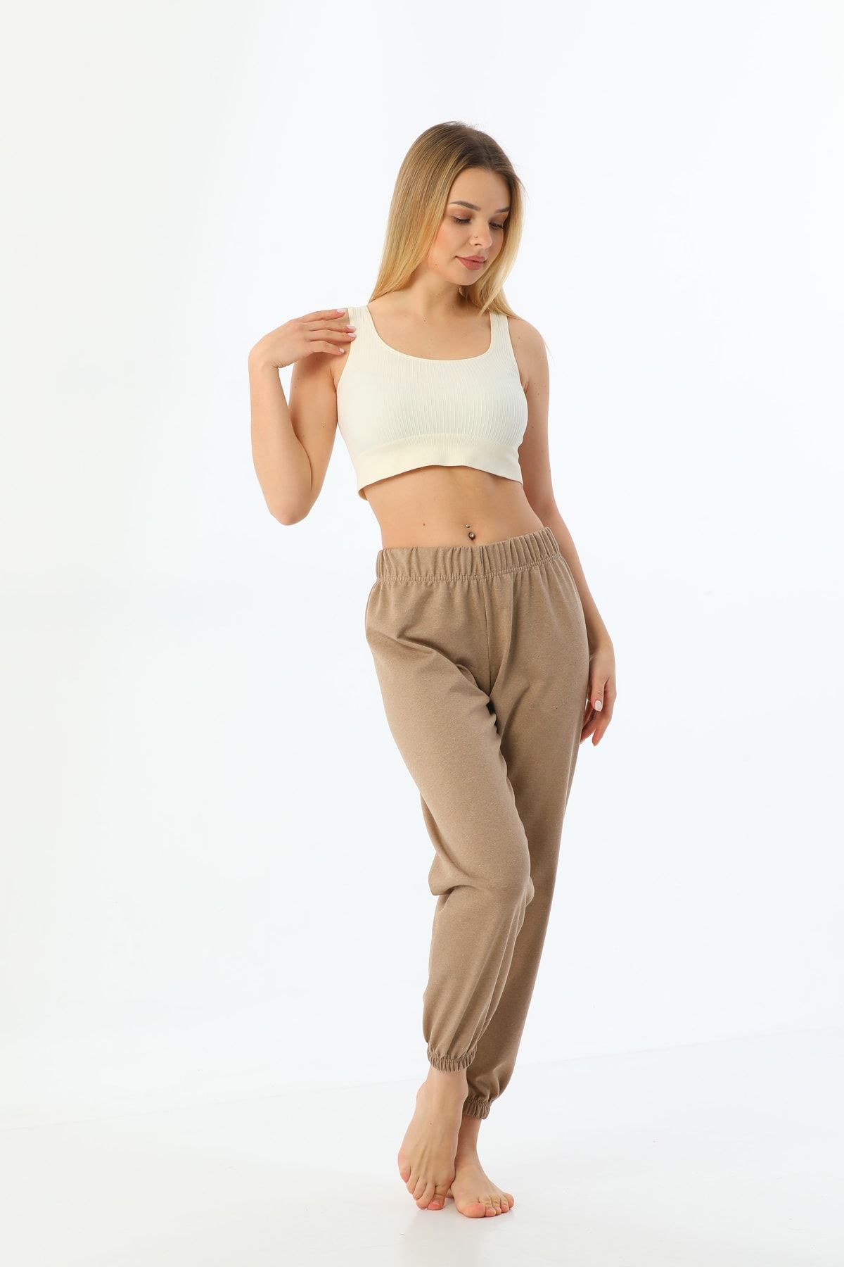 Basic sweatpants - Beige - Women - Gina Tricot