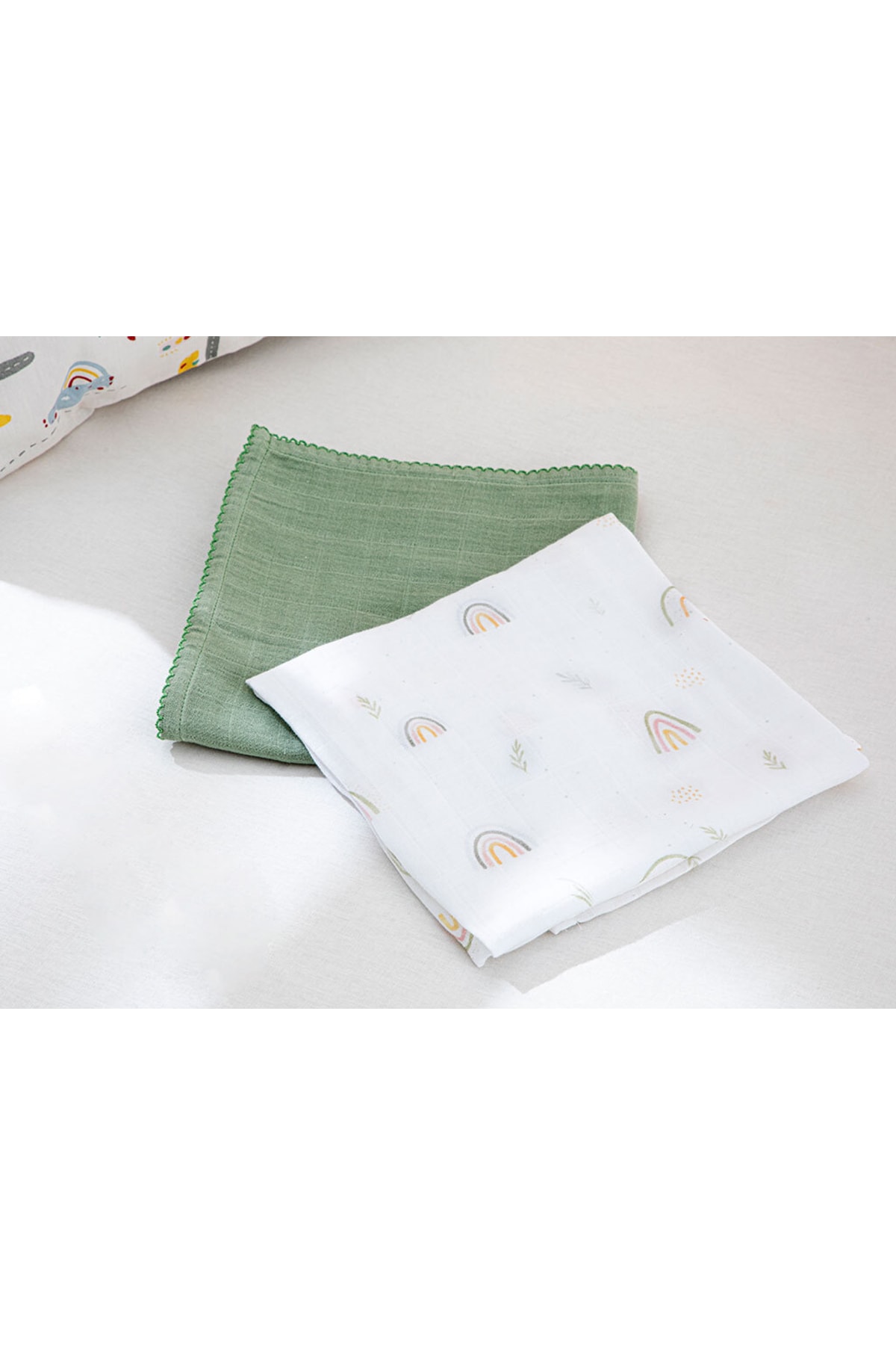 English Home Rainbow Pamuklu 2'li Bebe Müslın Set 65x65 Cm Yeşil fotoğrafı 3 (önizleme)