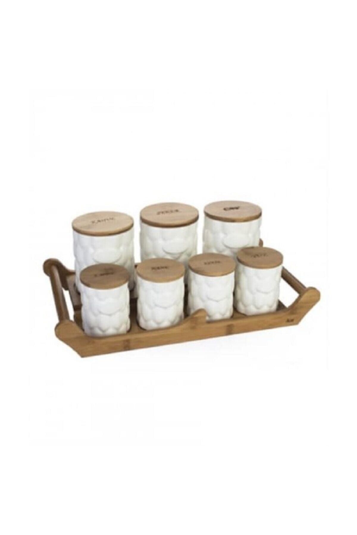 ACAR Bambu Standlı 7 Parça Baharat Takımı
