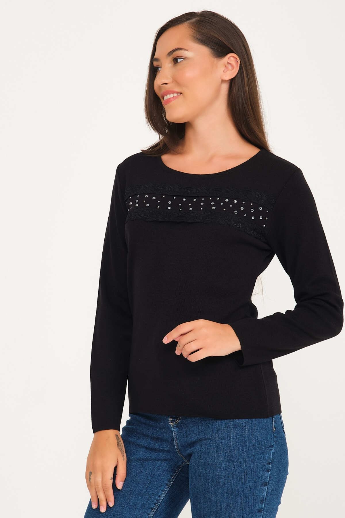 Solo-Lace and Pearl Knitwear Blouse 3