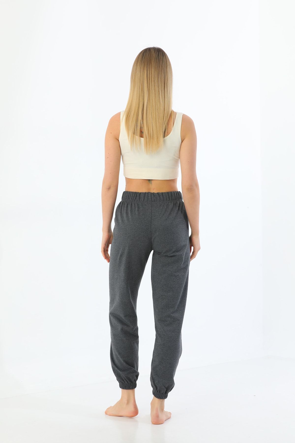 Arvin-Unisex Anthracite Two Thread Summer Sweatpants with Elastic Legs 4
