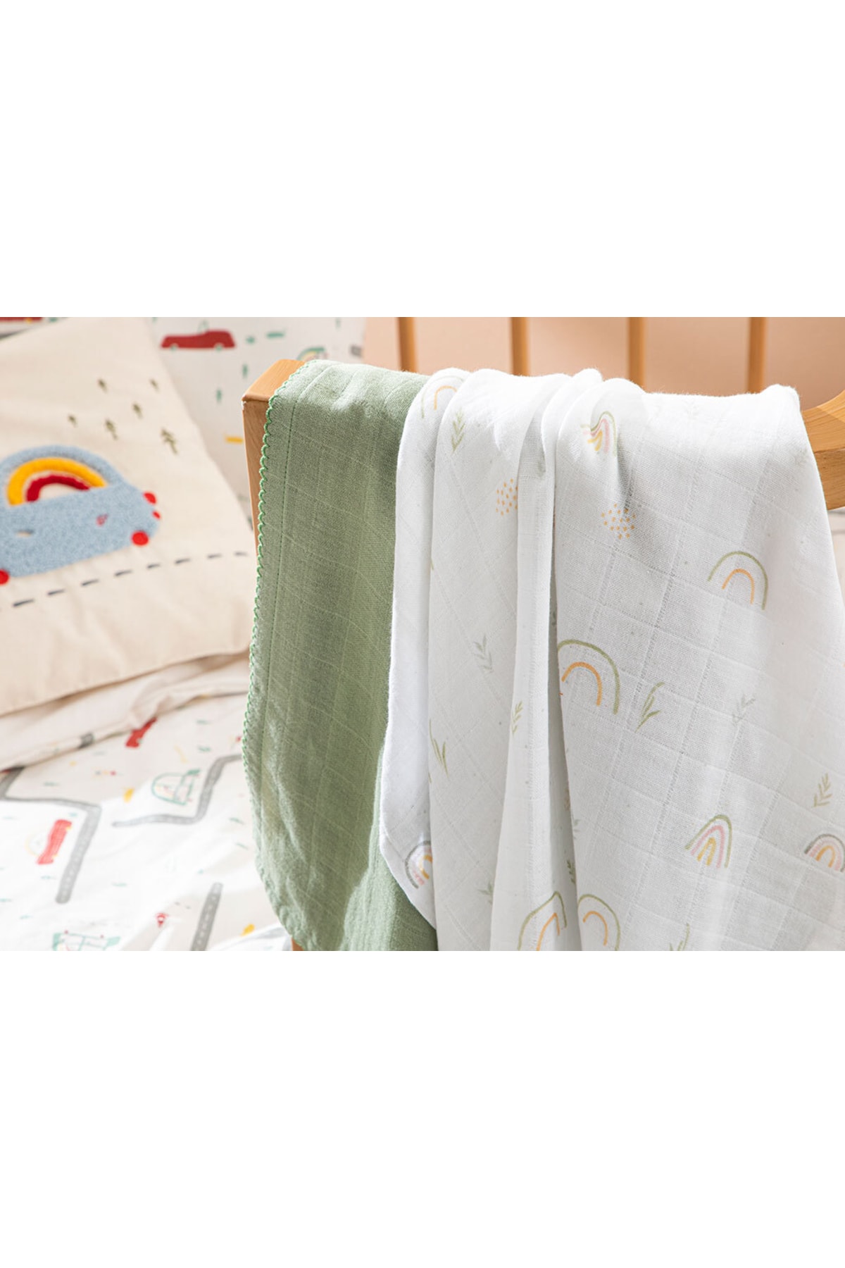 English Home Rainbow Pamuklu 2'li Bebe Müslın Set 65x65 Cm Yeşil fotoğrafı 2 (önizleme)