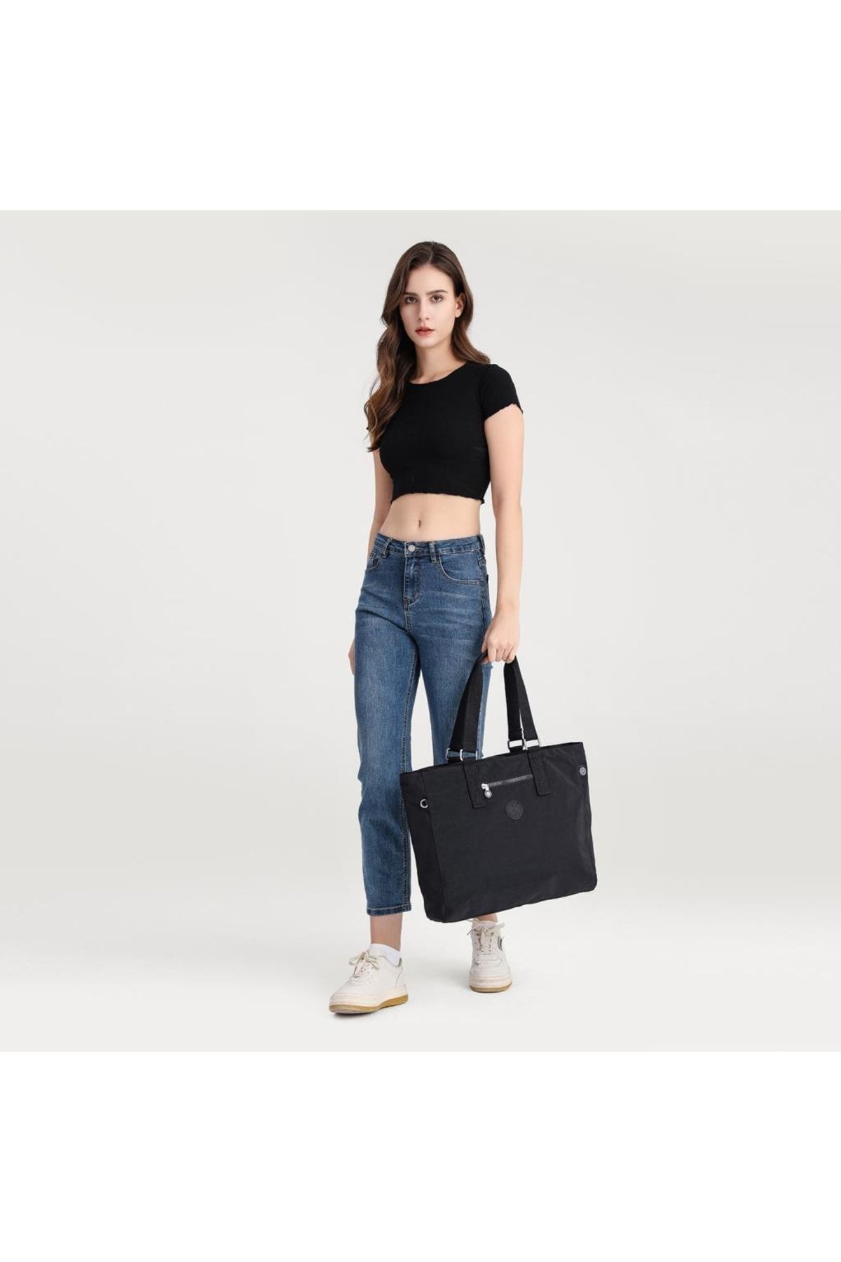 Smart Bags Krinkıl Büyük Boy Omuz Kadın Çantası - Açık Gri