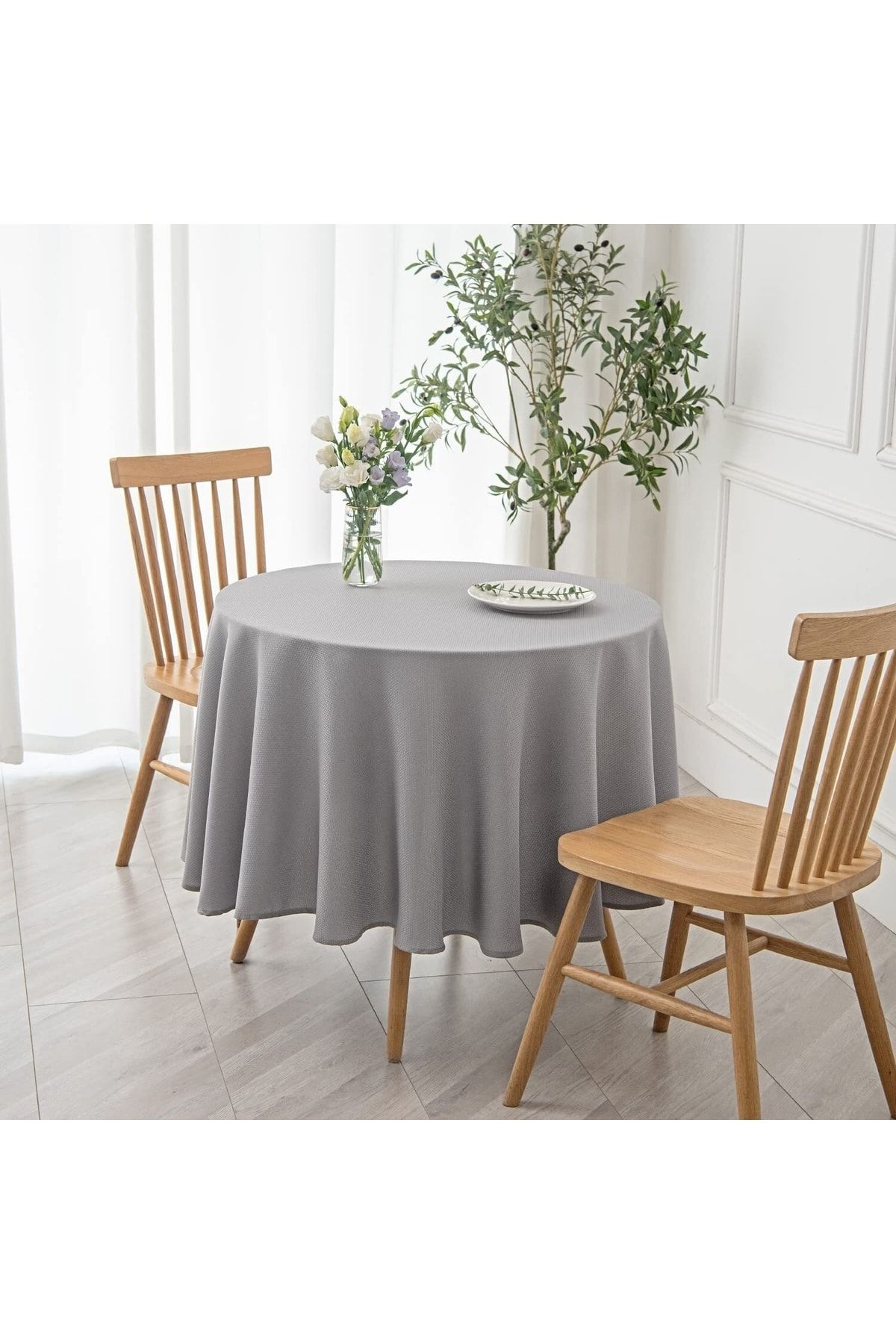 Gray round tablecloth best sale