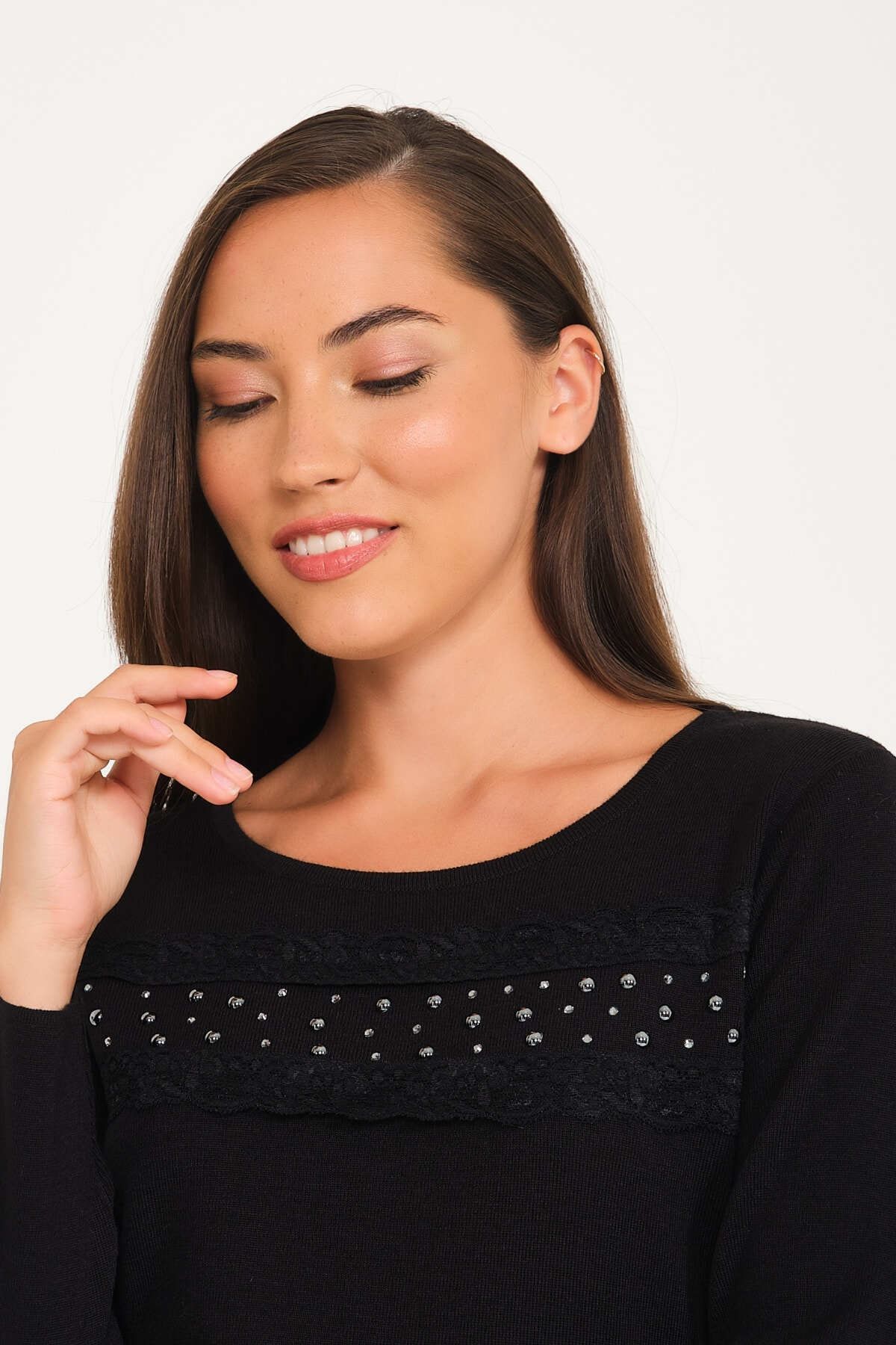 Solo-Lace and Pearl Knitwear Blouse 5