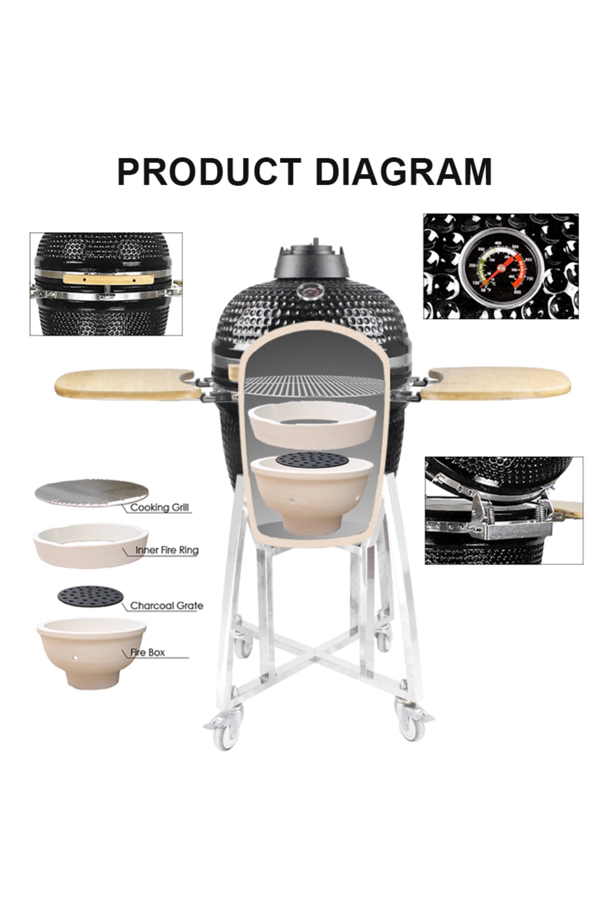 18' Kamado Mangal 46 Cm Medıum Siyah 7