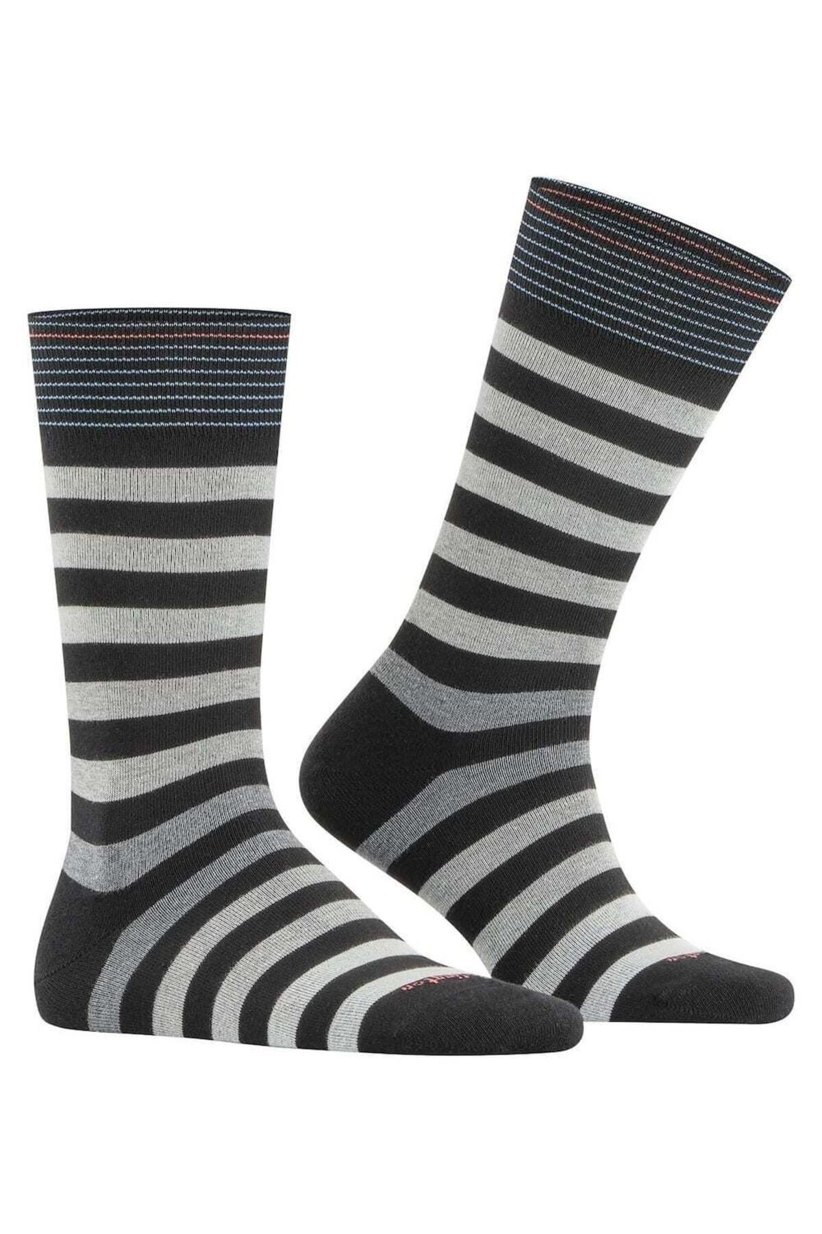 Burlington-Herren Socken 3er Pack – Blackpool, Baumwolle, Streifen, Logo, Einheitsgröße 3