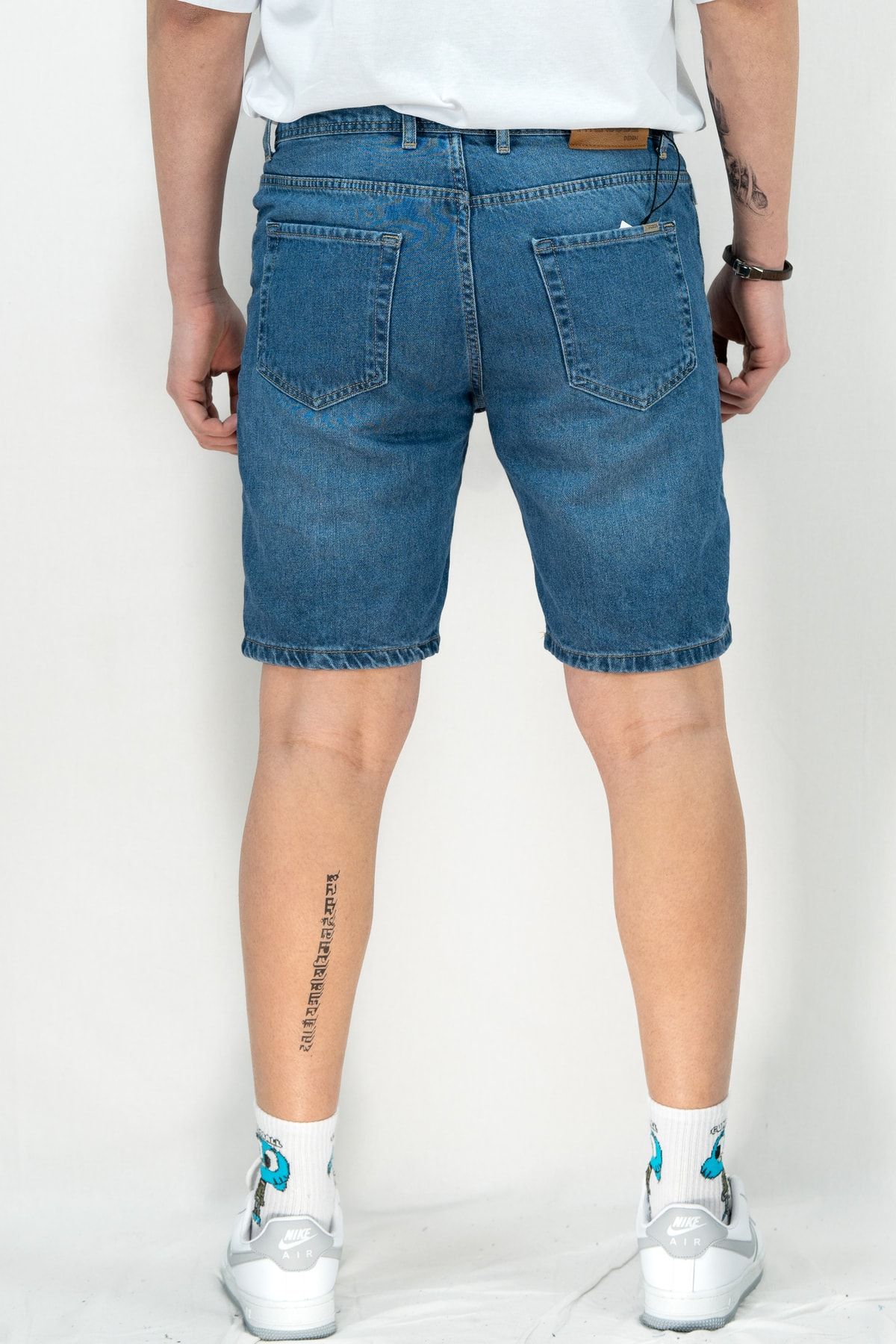 VEYERN Erkek Yıpratmalı Yırtık Slim Fit Likralı Kot Jean Şort