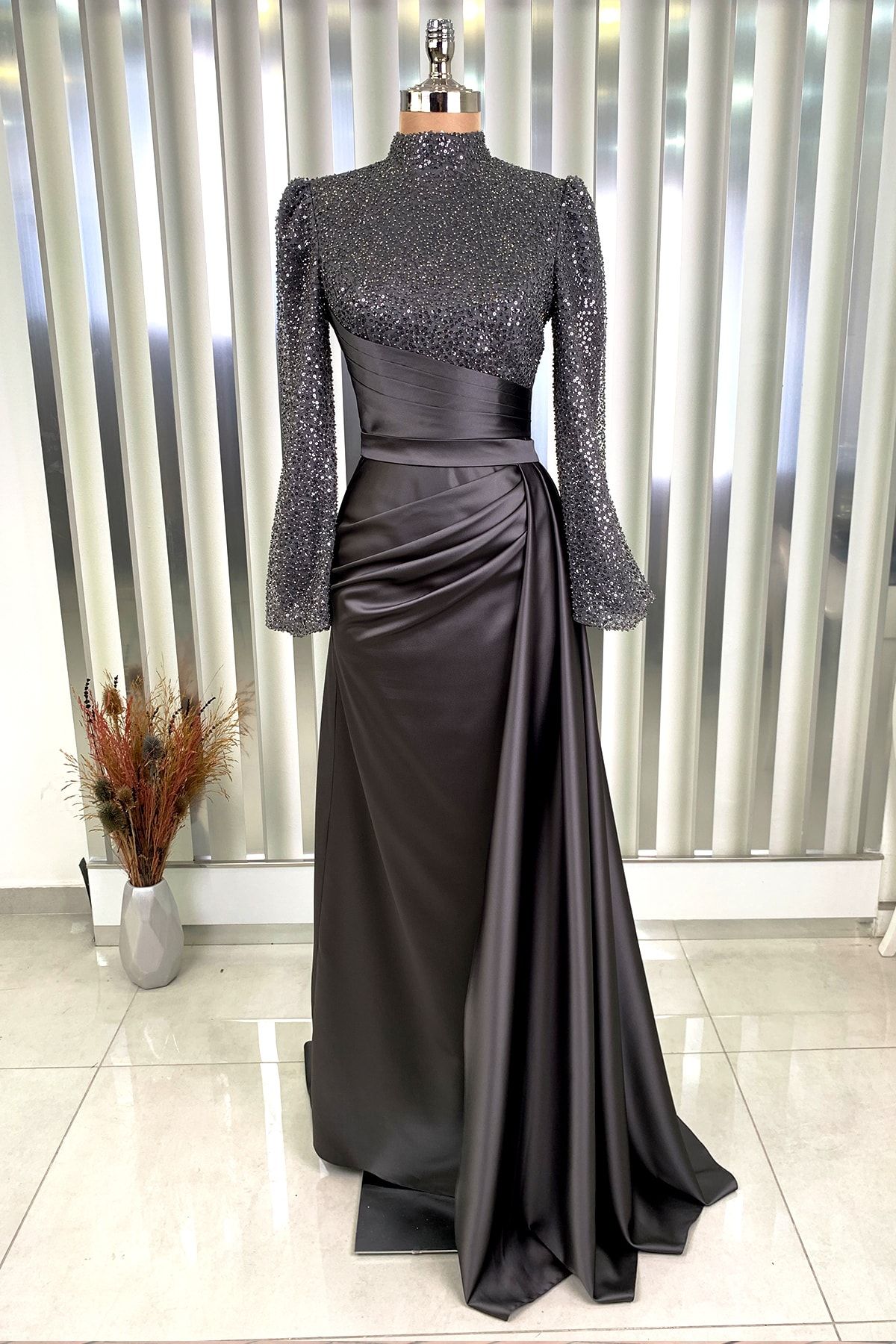 Dark gray outlet evening dress