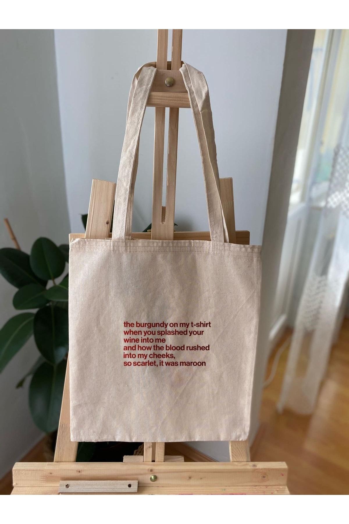 Maroon canvas shop tote bags