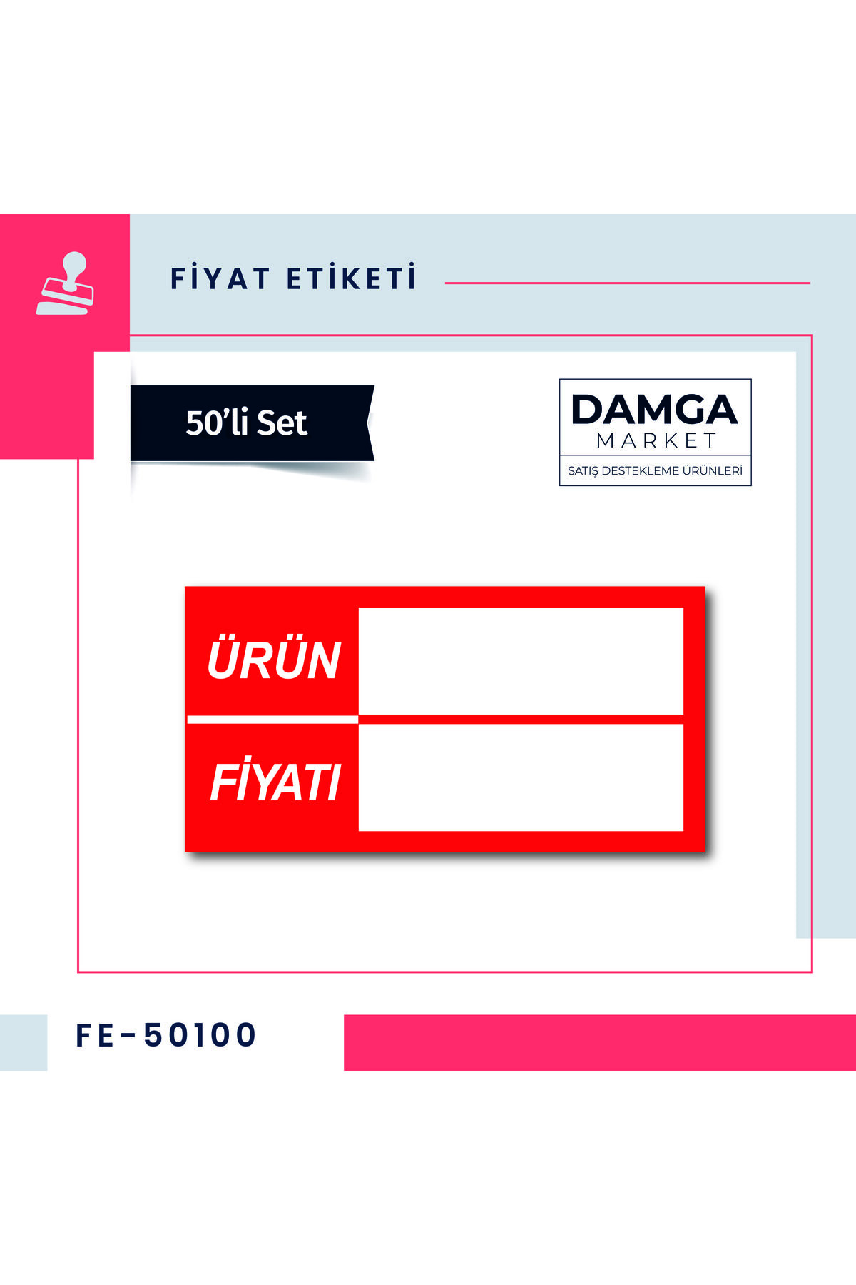 DamgaMarket Yazılıp-silinebilir Selefonlu Karton Raf Fiyat Etiketi 5x10 Cm 50 Adet