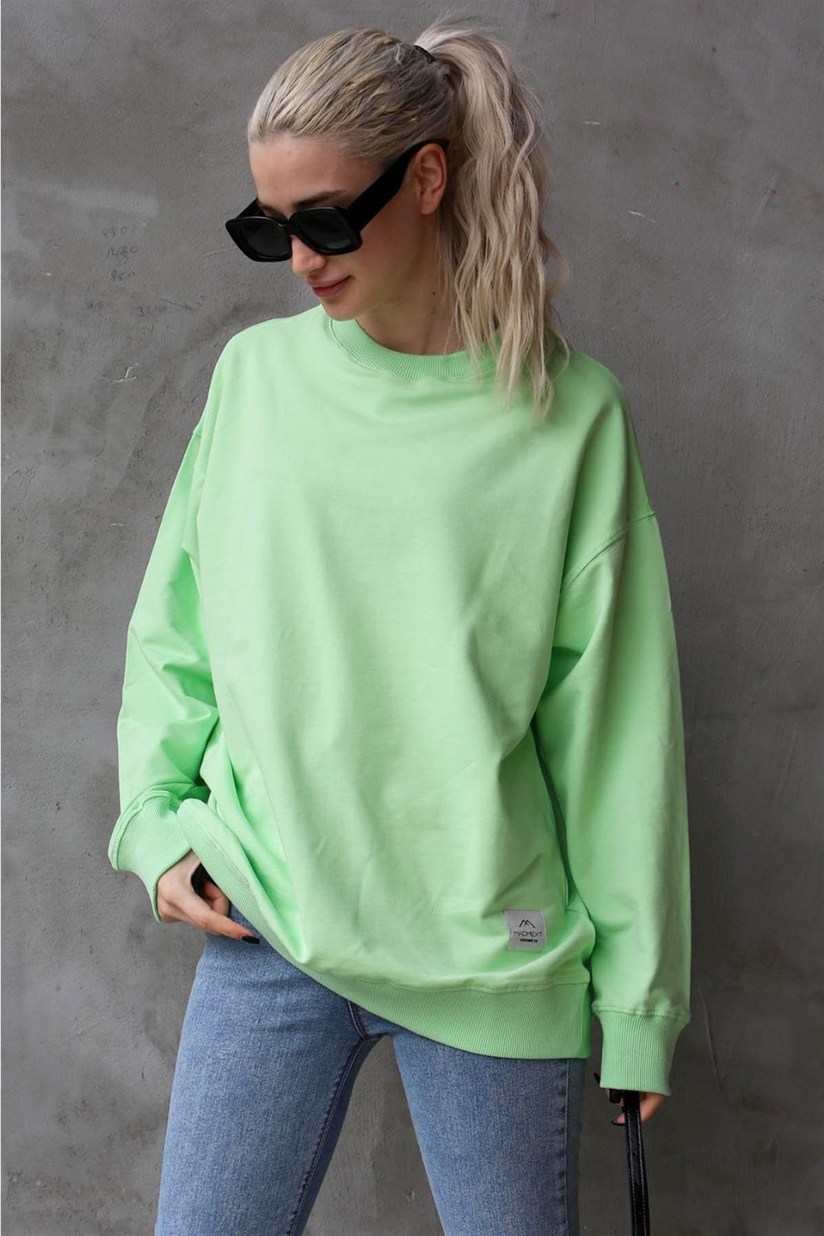 Madmext Sweatshirt Grün Oversized